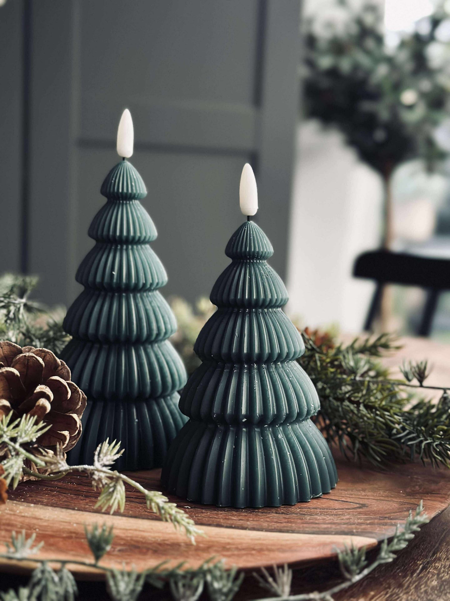 Juletre med LED-lys - Sett med 2 stk. Grønn