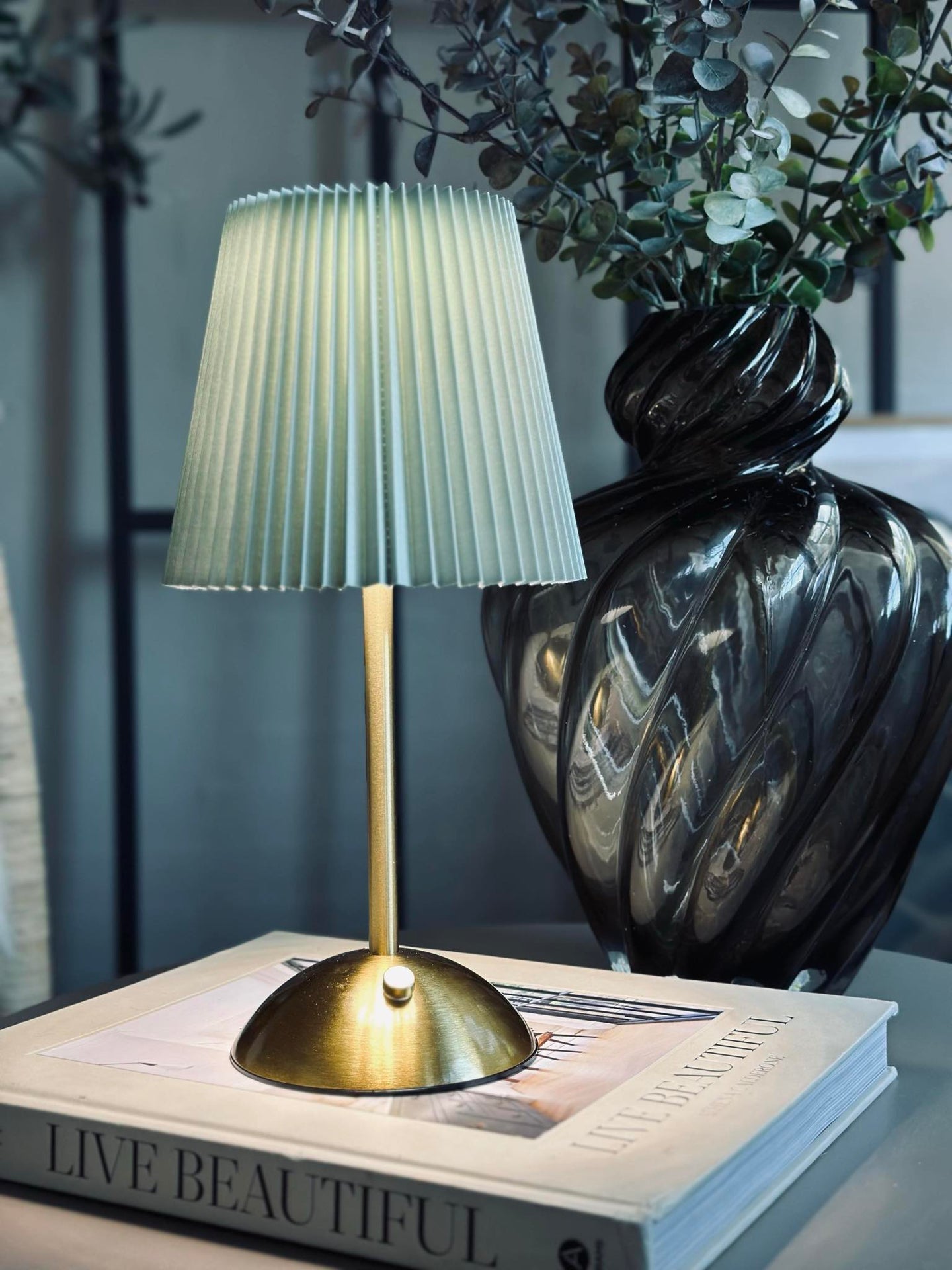 LED bordlampe Stor Plissé - oppladbar