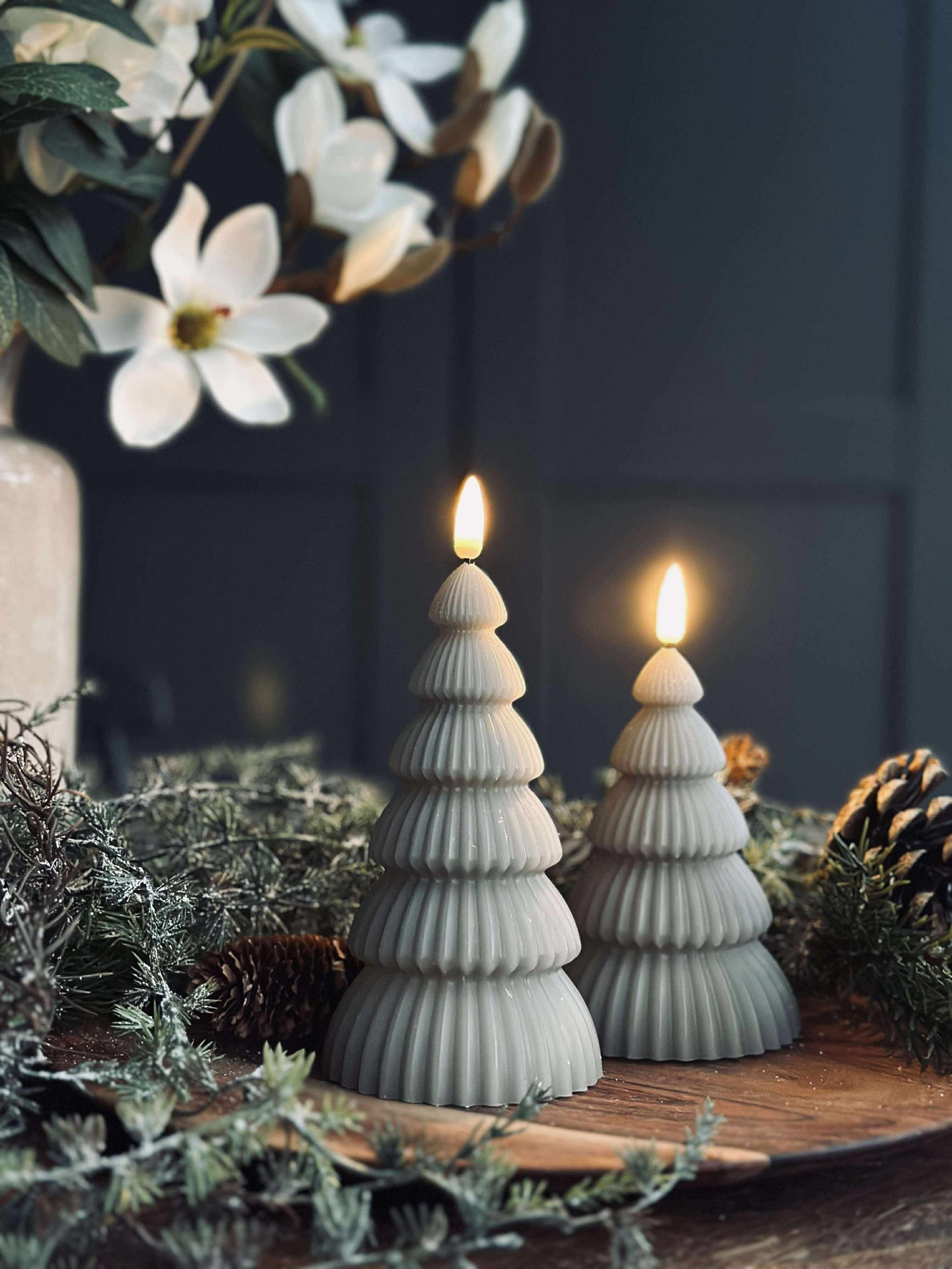 Juletre med LED-lys - Sett med 2 stk. Sand