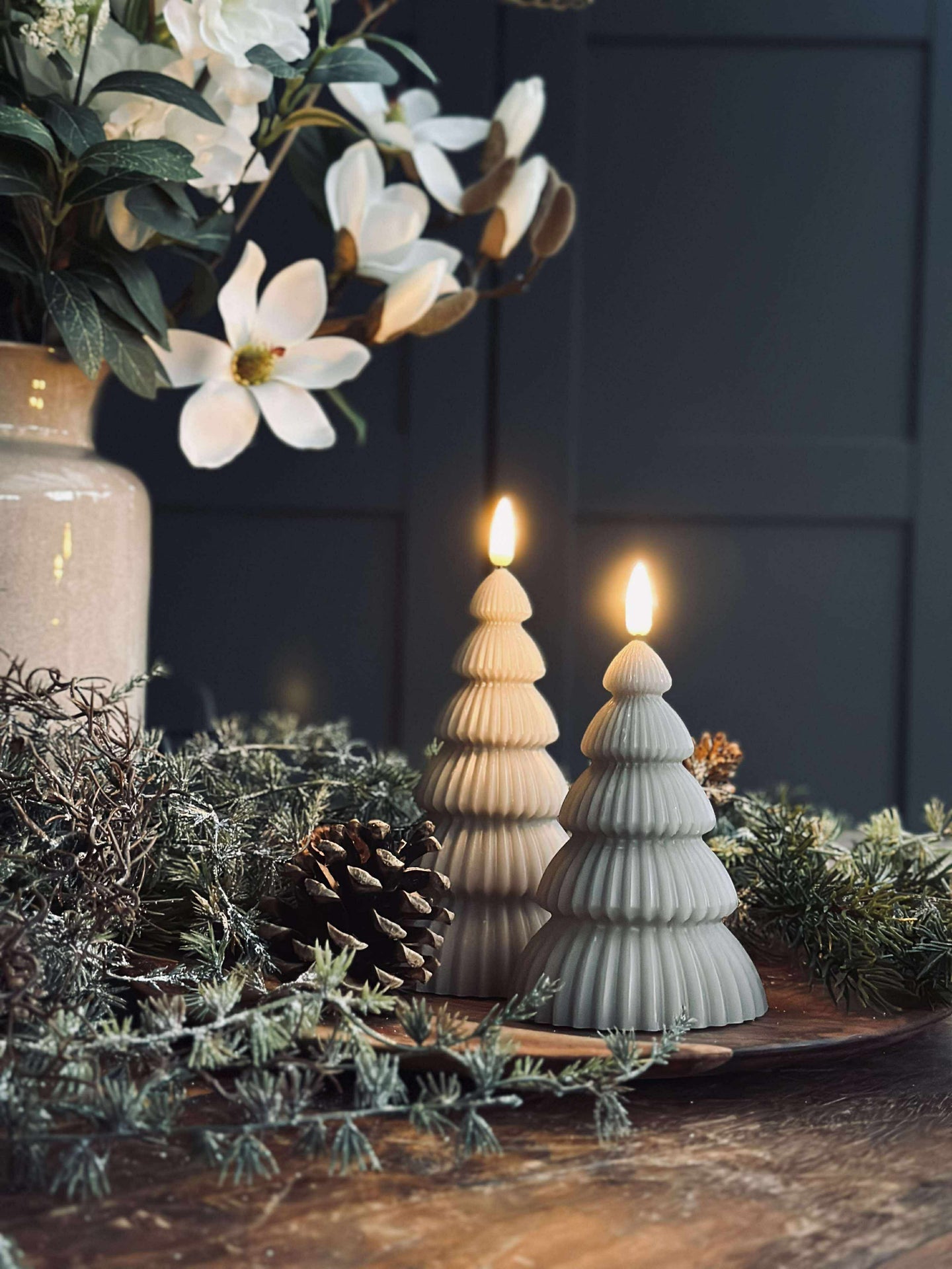 Juletre med LED-lys - Sett med 2 stk. Sand