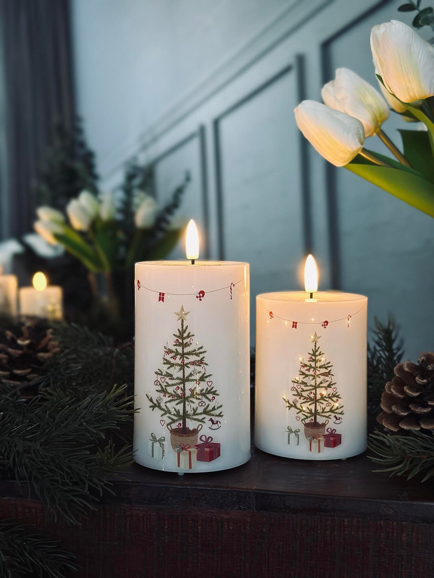 LED Blokklys TWINKLE CHRISTMAS - Sett med 2 stk.