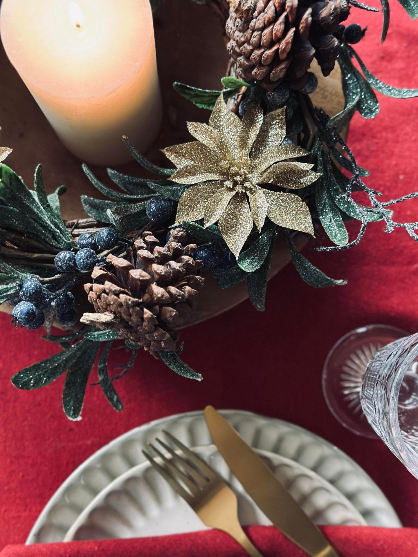 Dekorblomster med glimmer - 4 stk