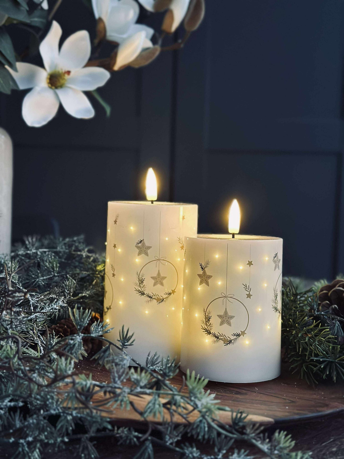 LED Bloklys TWINKLE CHRISTMAS - Sett med 2 stk.