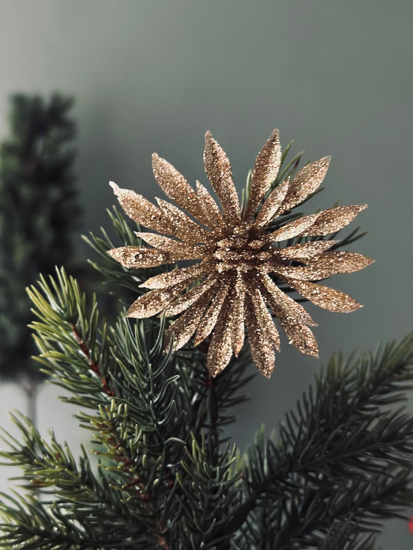 Dekorblomster med glimmer - 4 stk