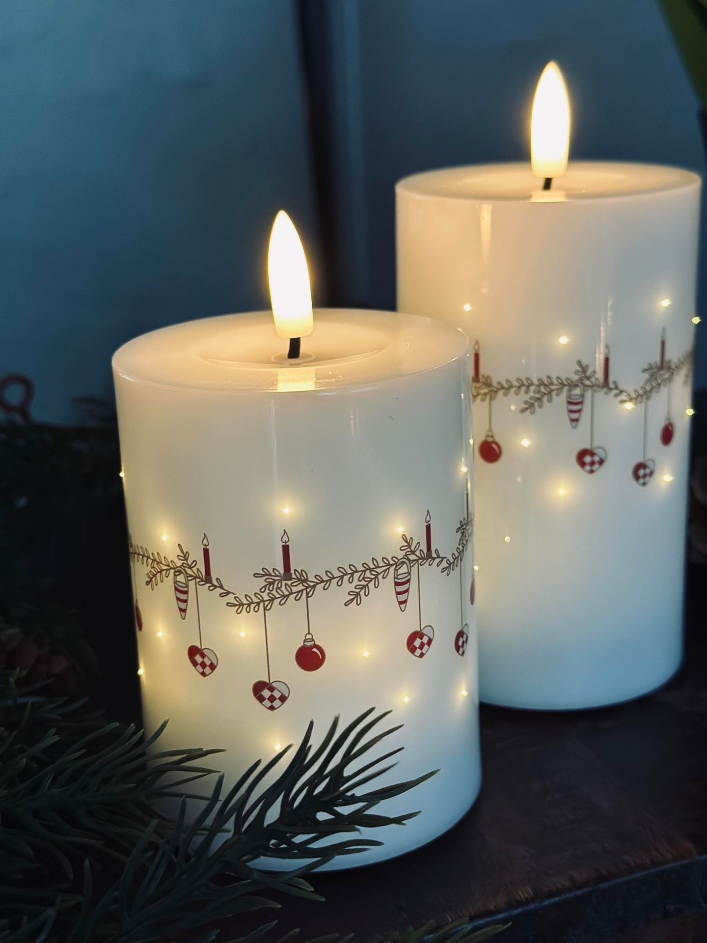 LED bloklys TWINKLE CHRISTMAS - Sett med 2 stk.