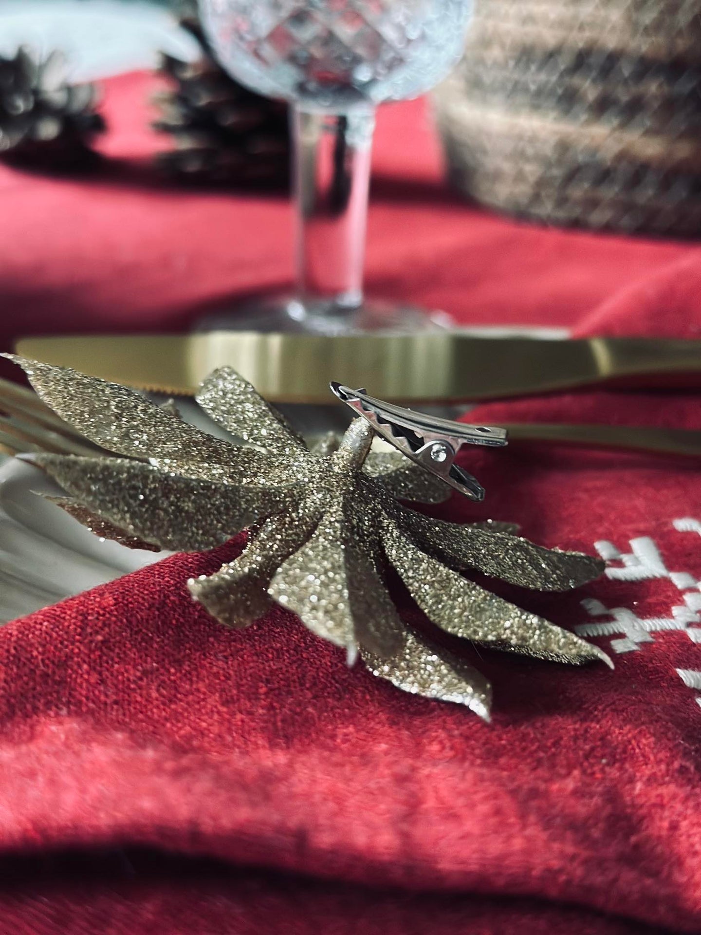 Dekorblomster med glimmer - 4 stk