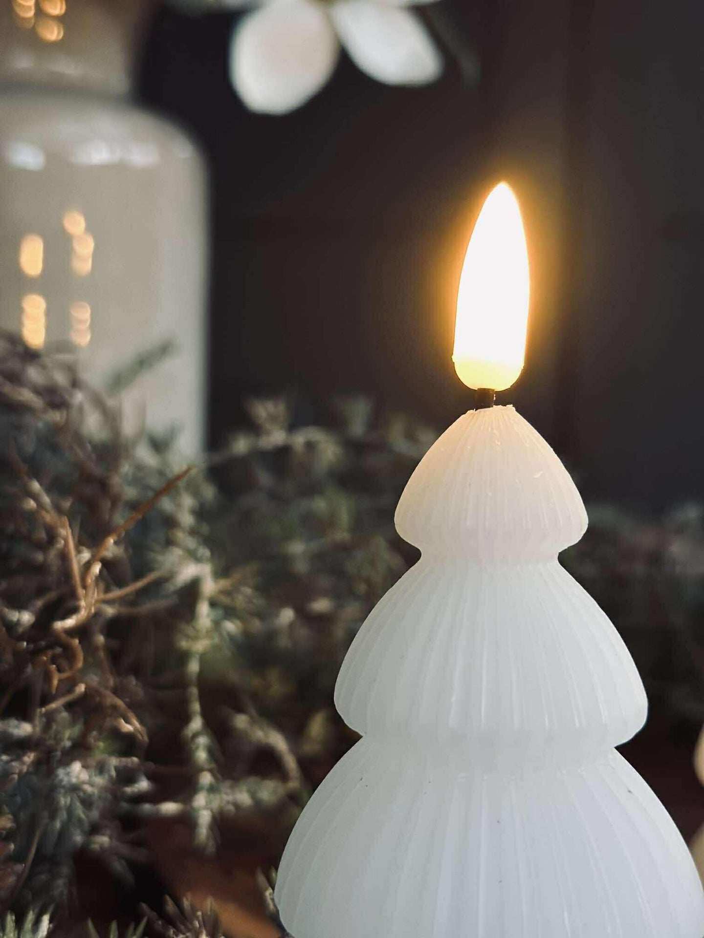 Juletre med LED-lys - Sett med 2 stk. Hvit