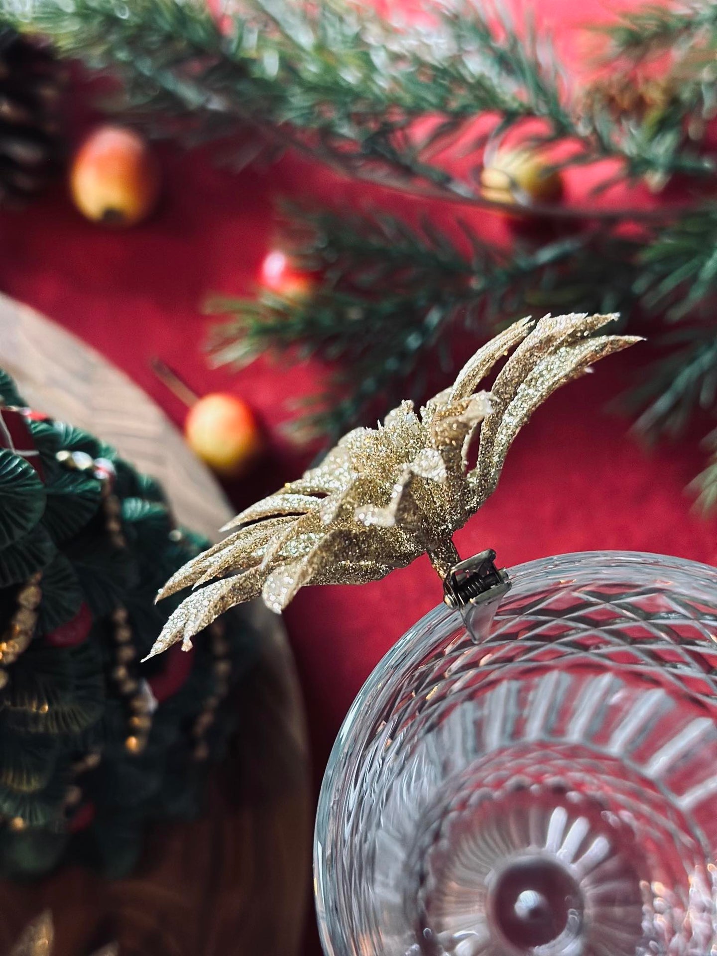 Dekorblomster med glimmer - 4 stk