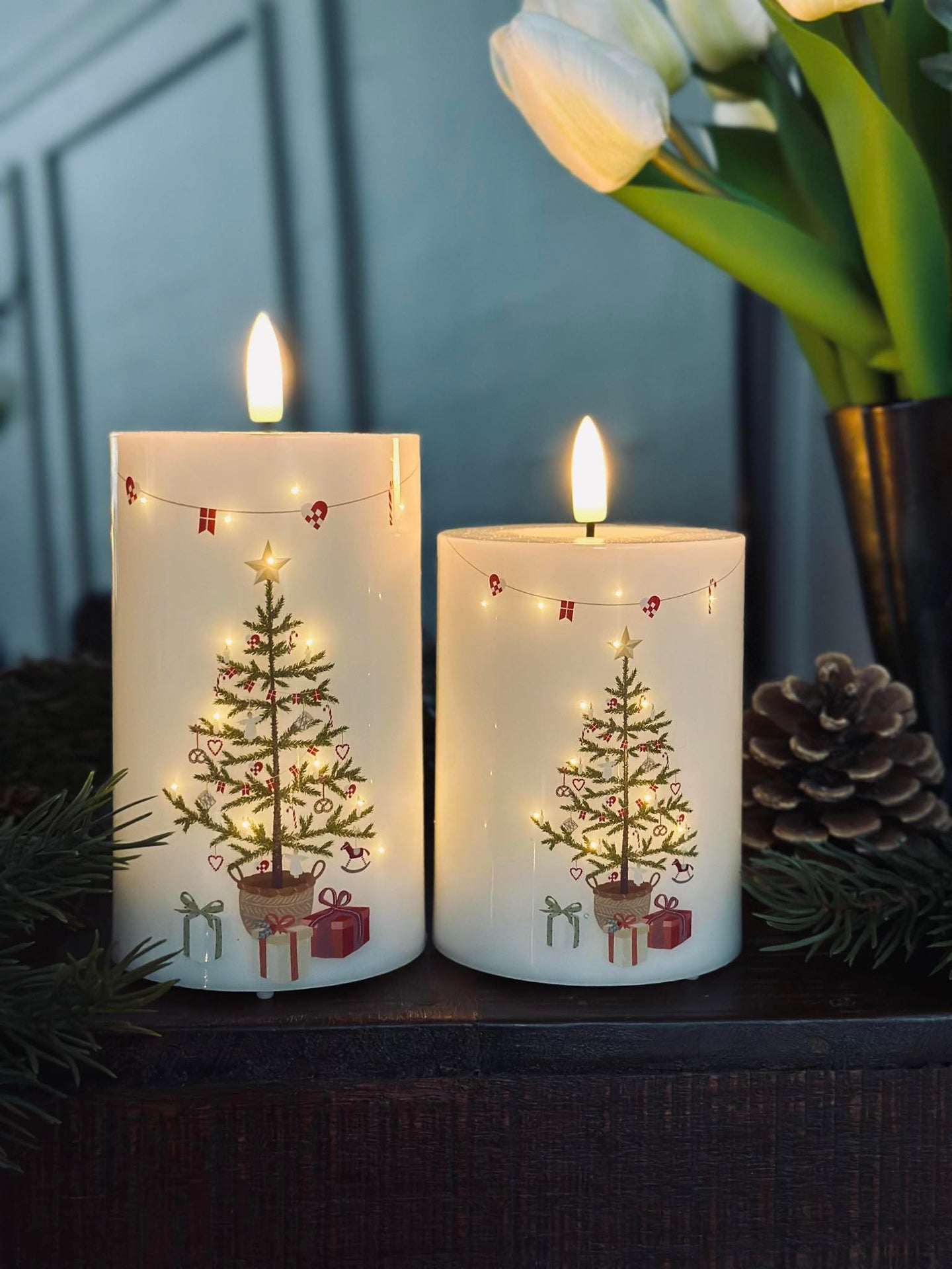 LED Blokklys TWINKLE CHRISTMAS - Sett med 2 stk.