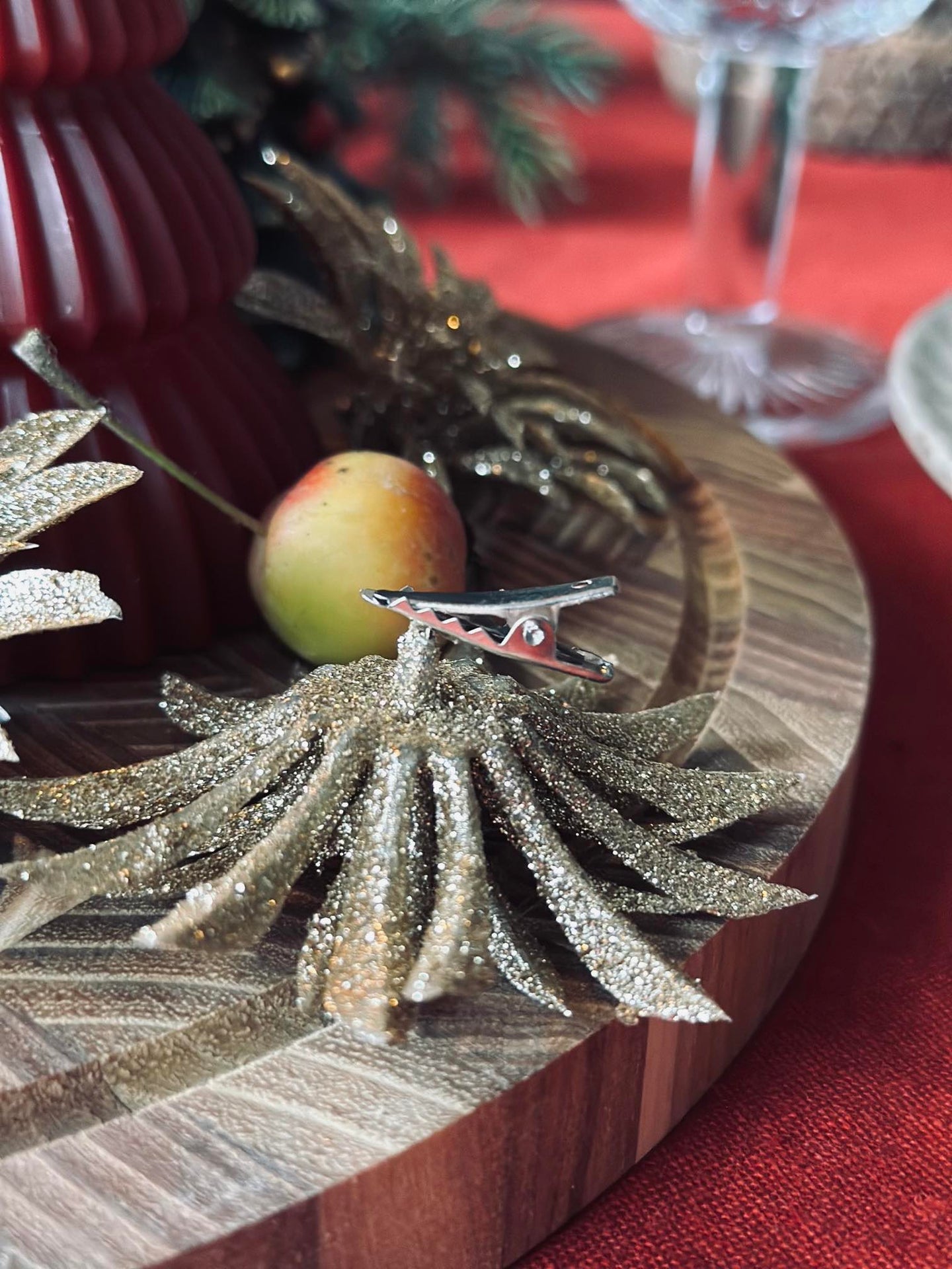 Dekorblomster med glimmer - 4 stk