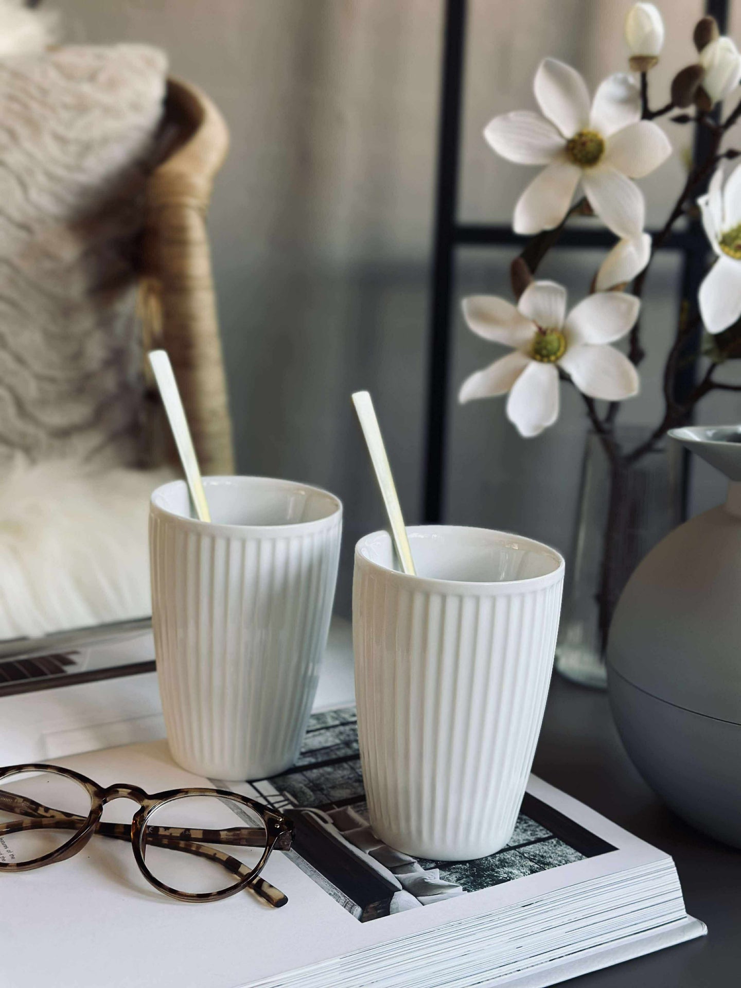 Termokopp Plissé - Sett med 2 stk - Hvit