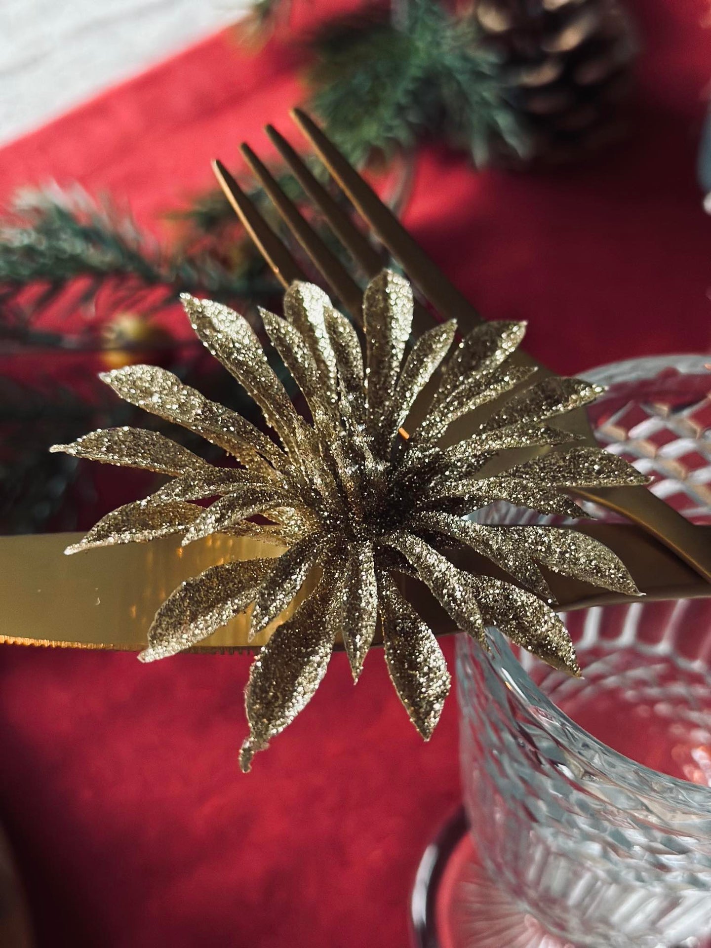 Dekorblomster med glimmer - 4 stk