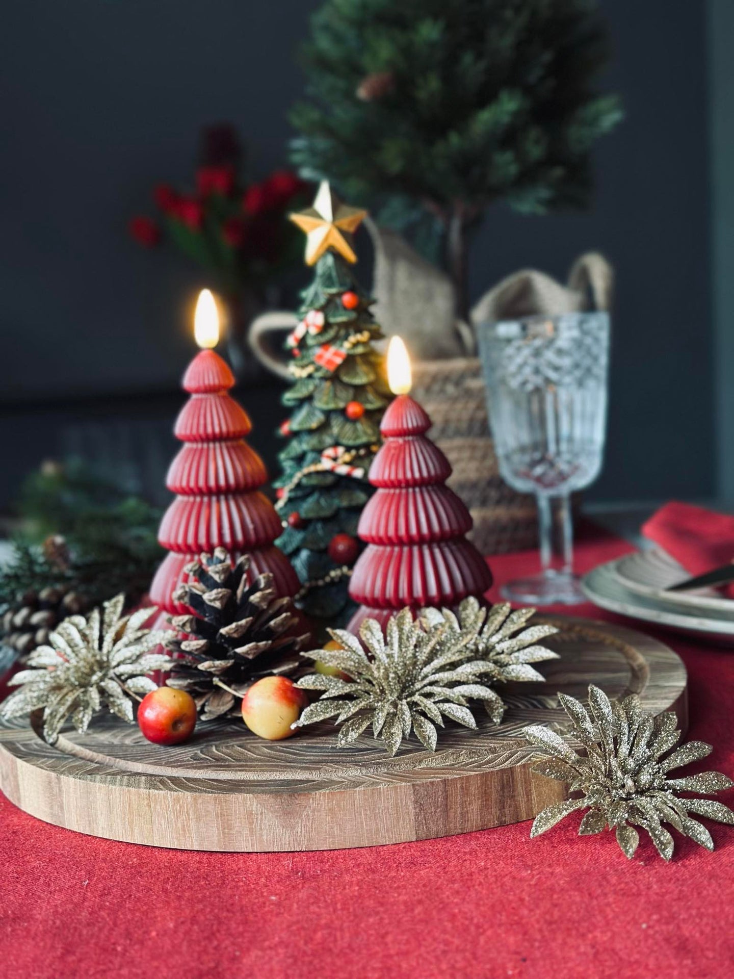 Dekorblomster med glimmer - 4 stk