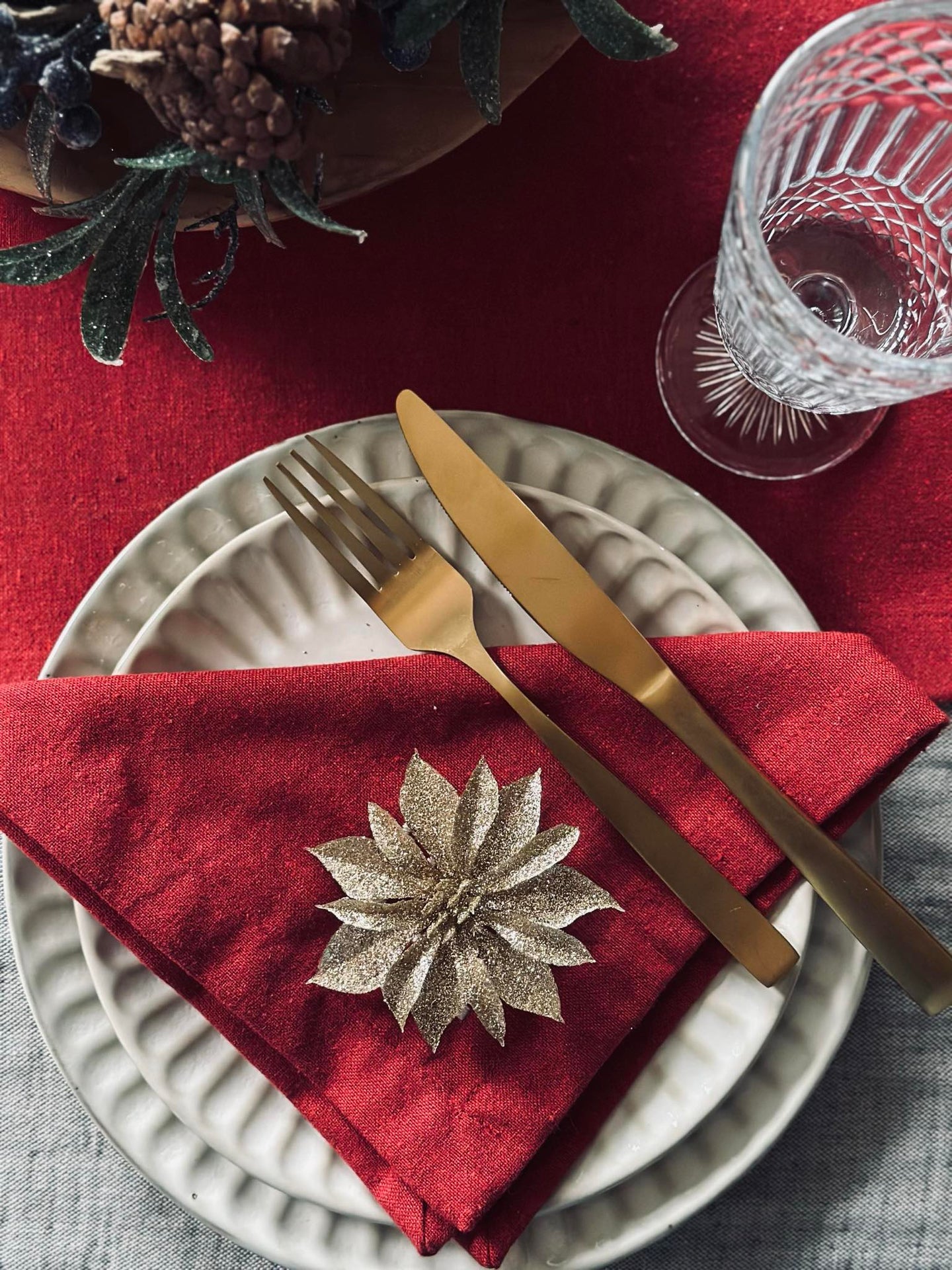 Dekorblomster med glimmer - 4 stk