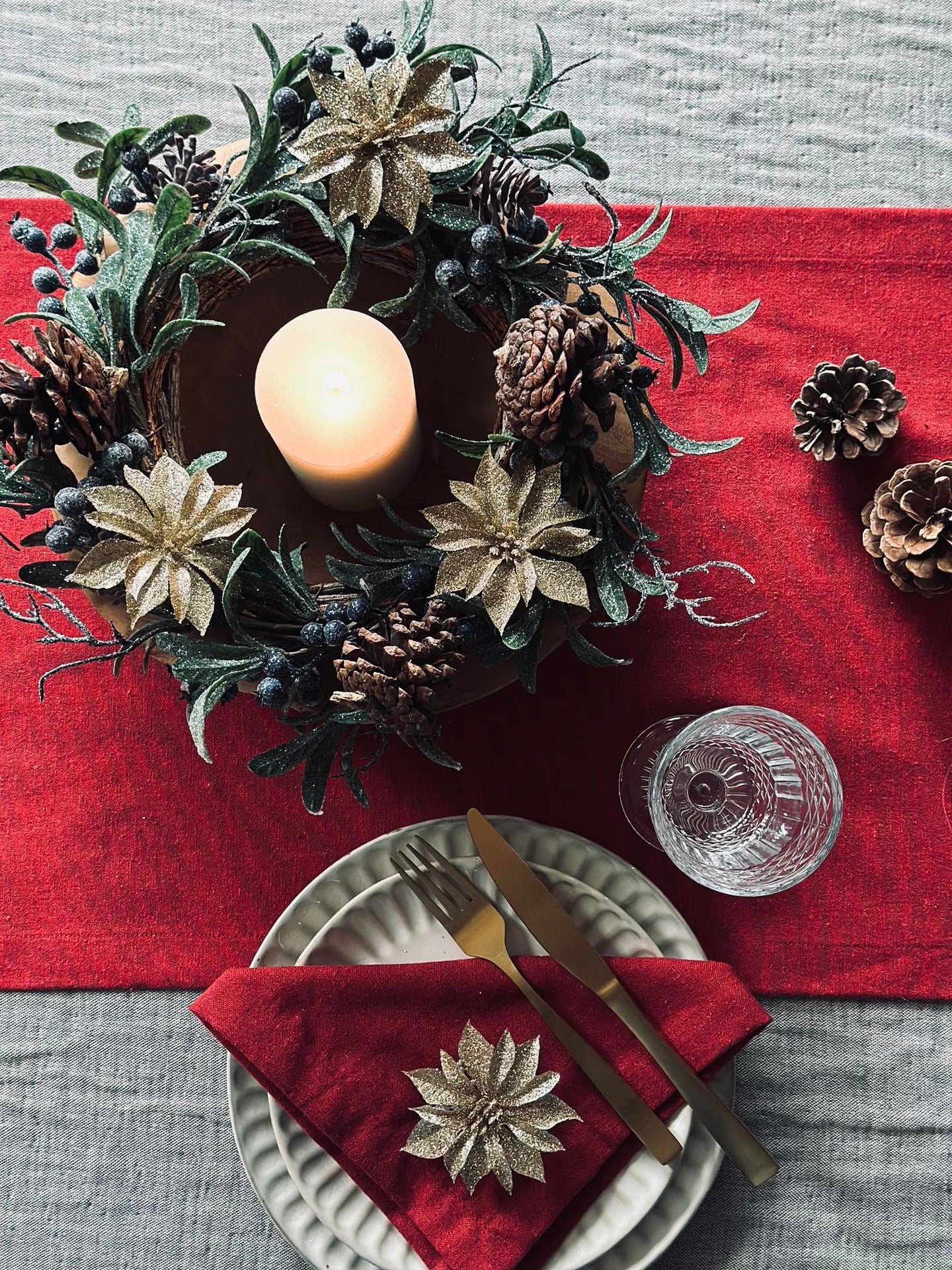 Dekorblomster med glimmer - 4 stk