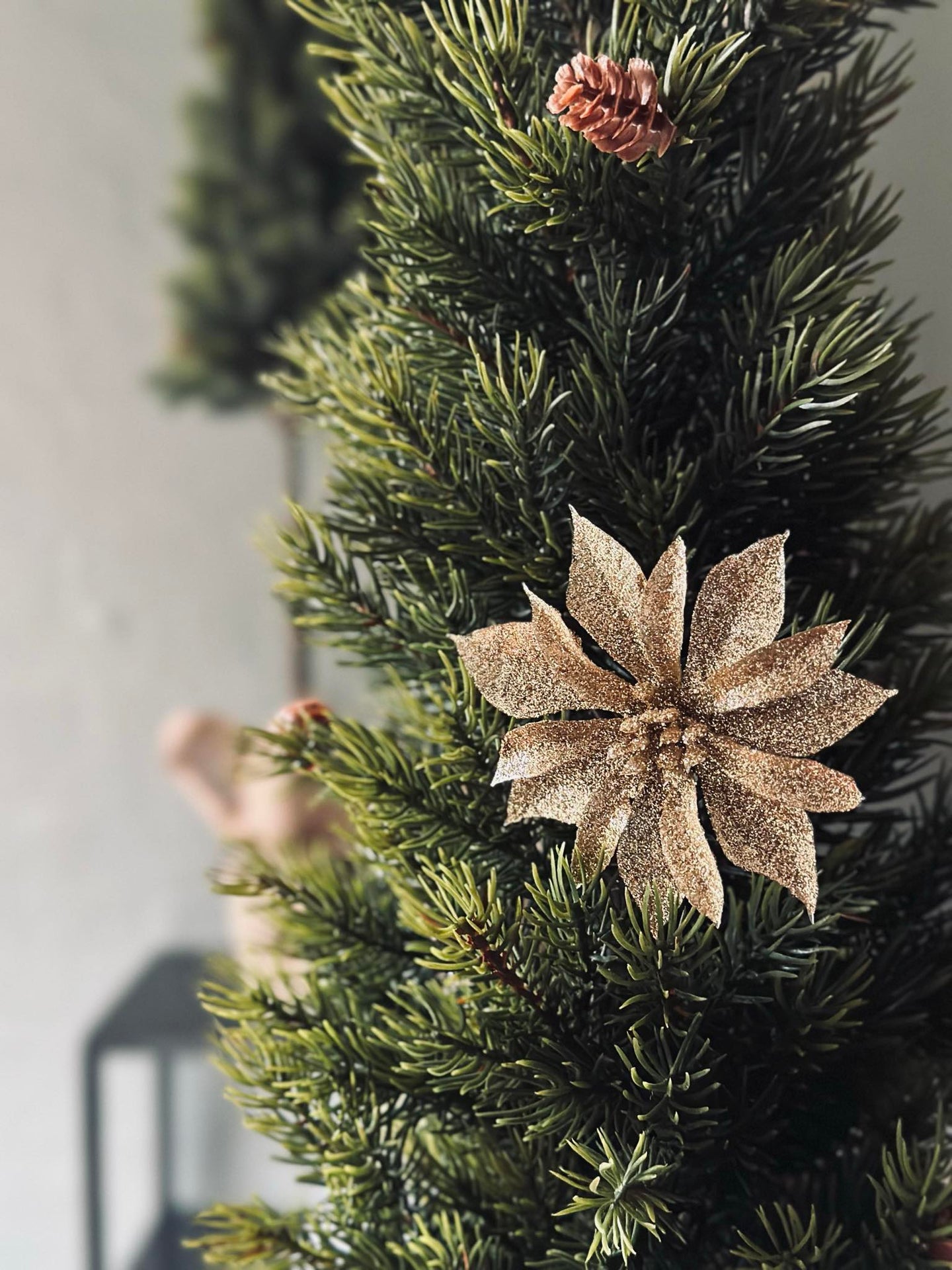 Dekorblomster med glimmer - 4 stk