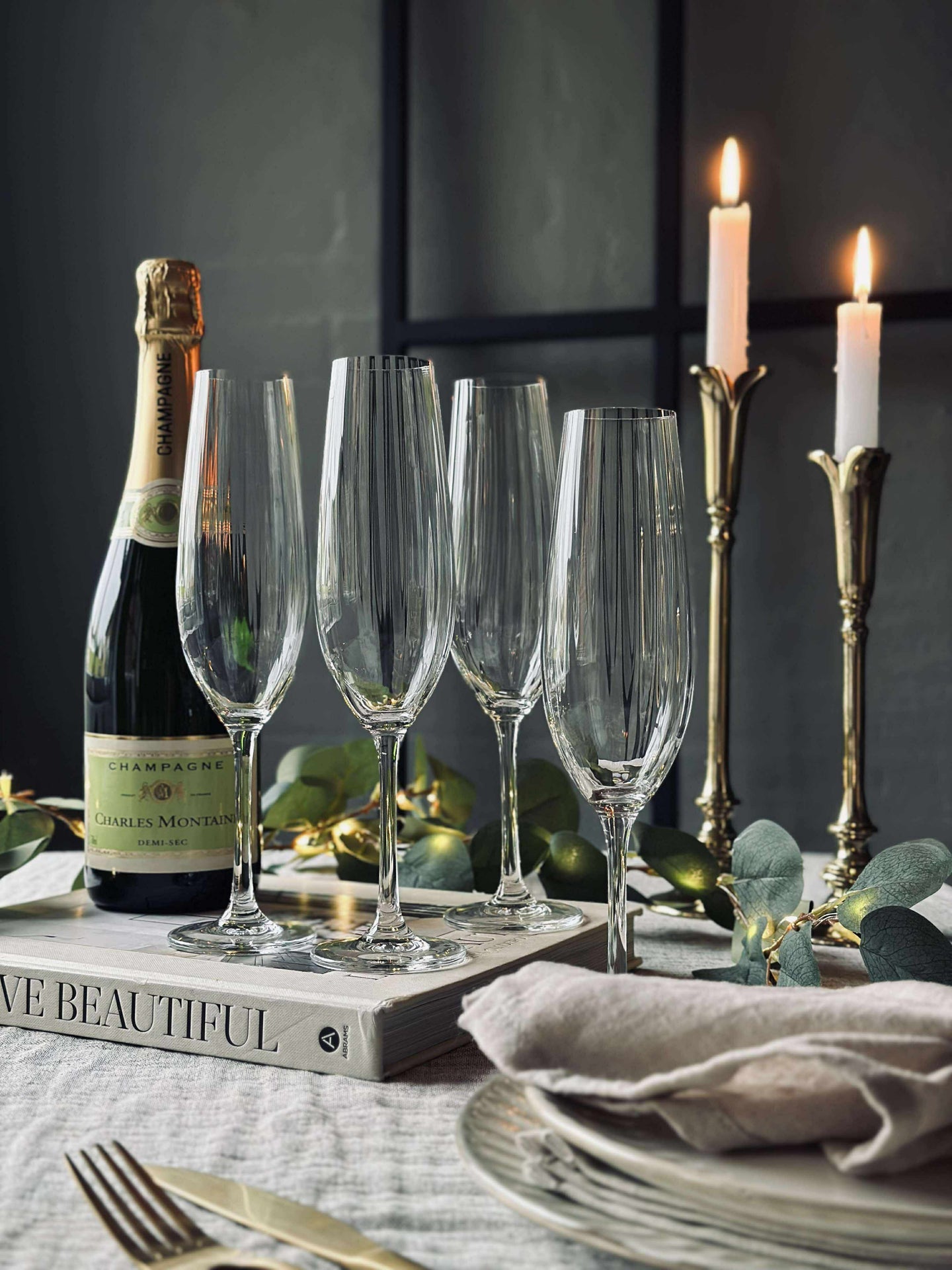Champagneglass CRYSTAL - Sett med 4 stk.