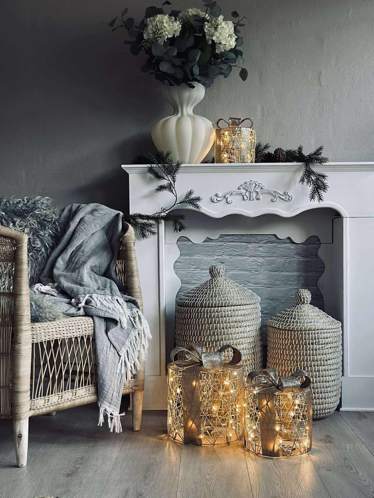 Julegaver med LED-lys - 3 stk.