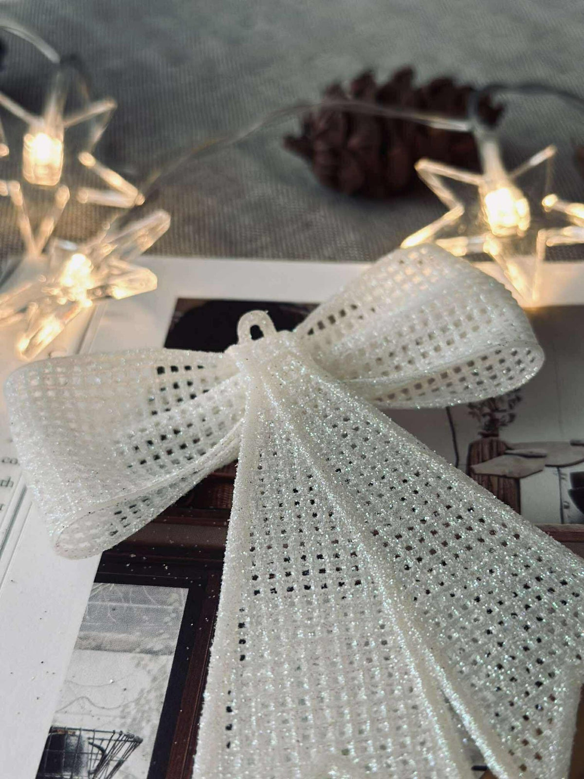 Sløyfe glitter - White