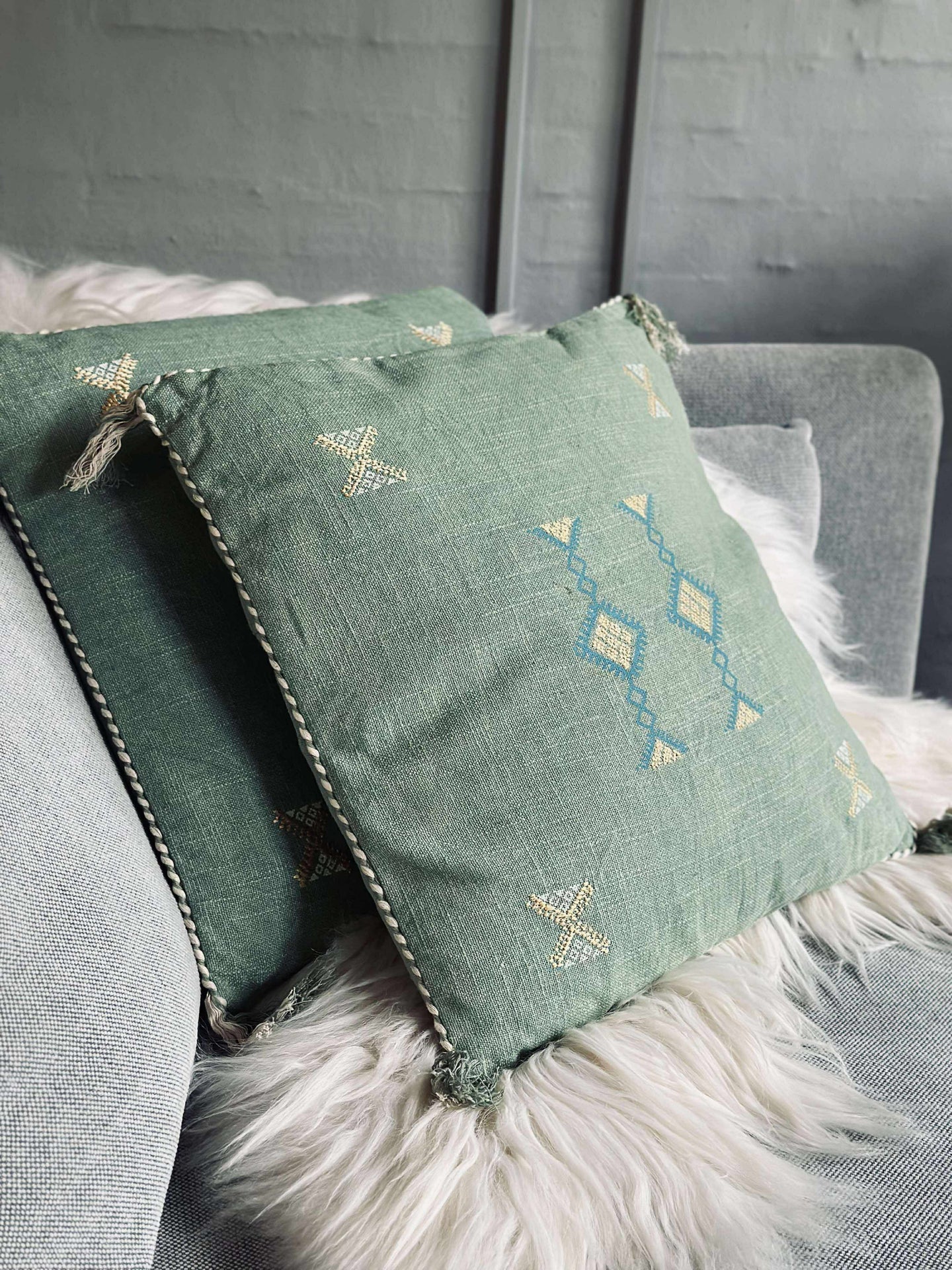 Pute med fyll - Green boheme 2 stk.