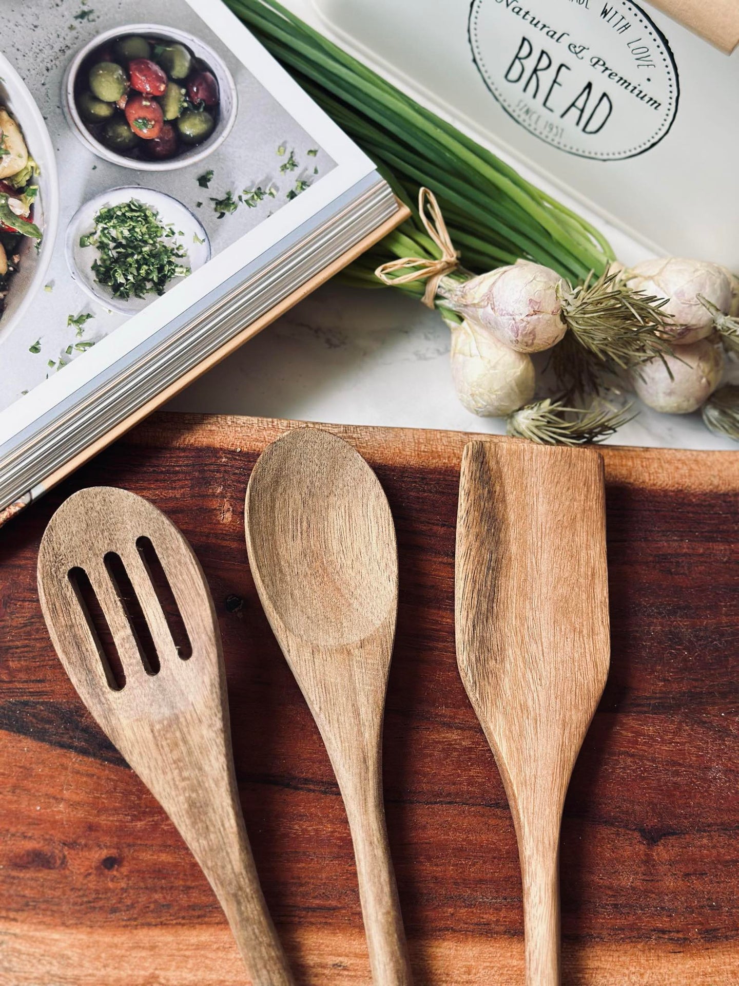 Gryteskje sett med 3 stk. - Akasie