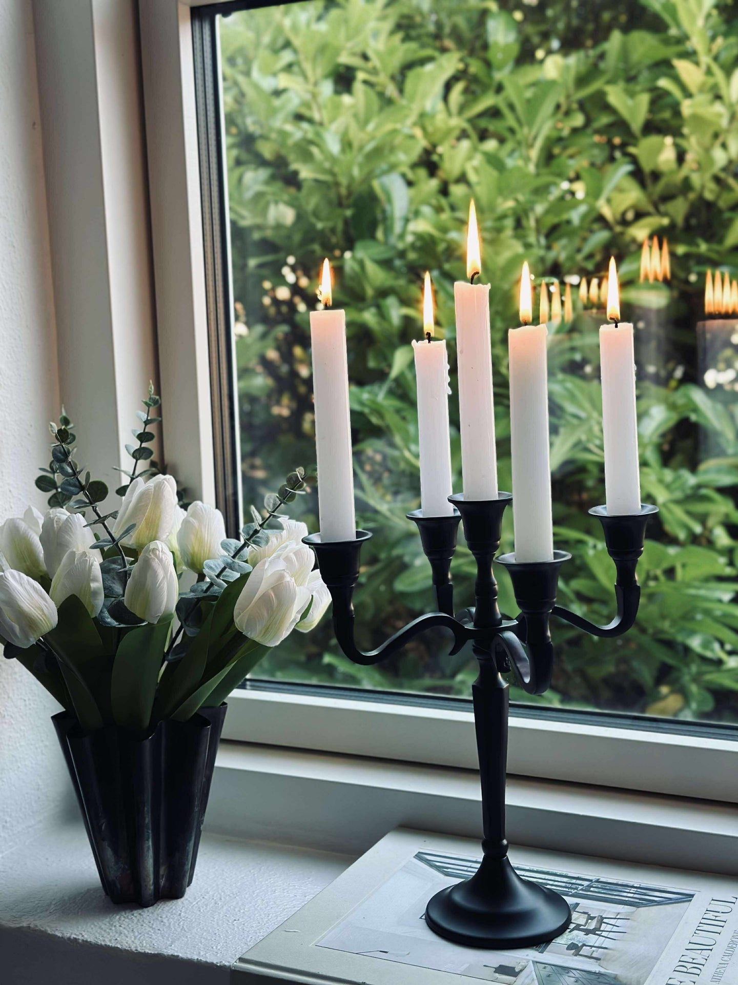 Lysestake Alu svart - 5-armet