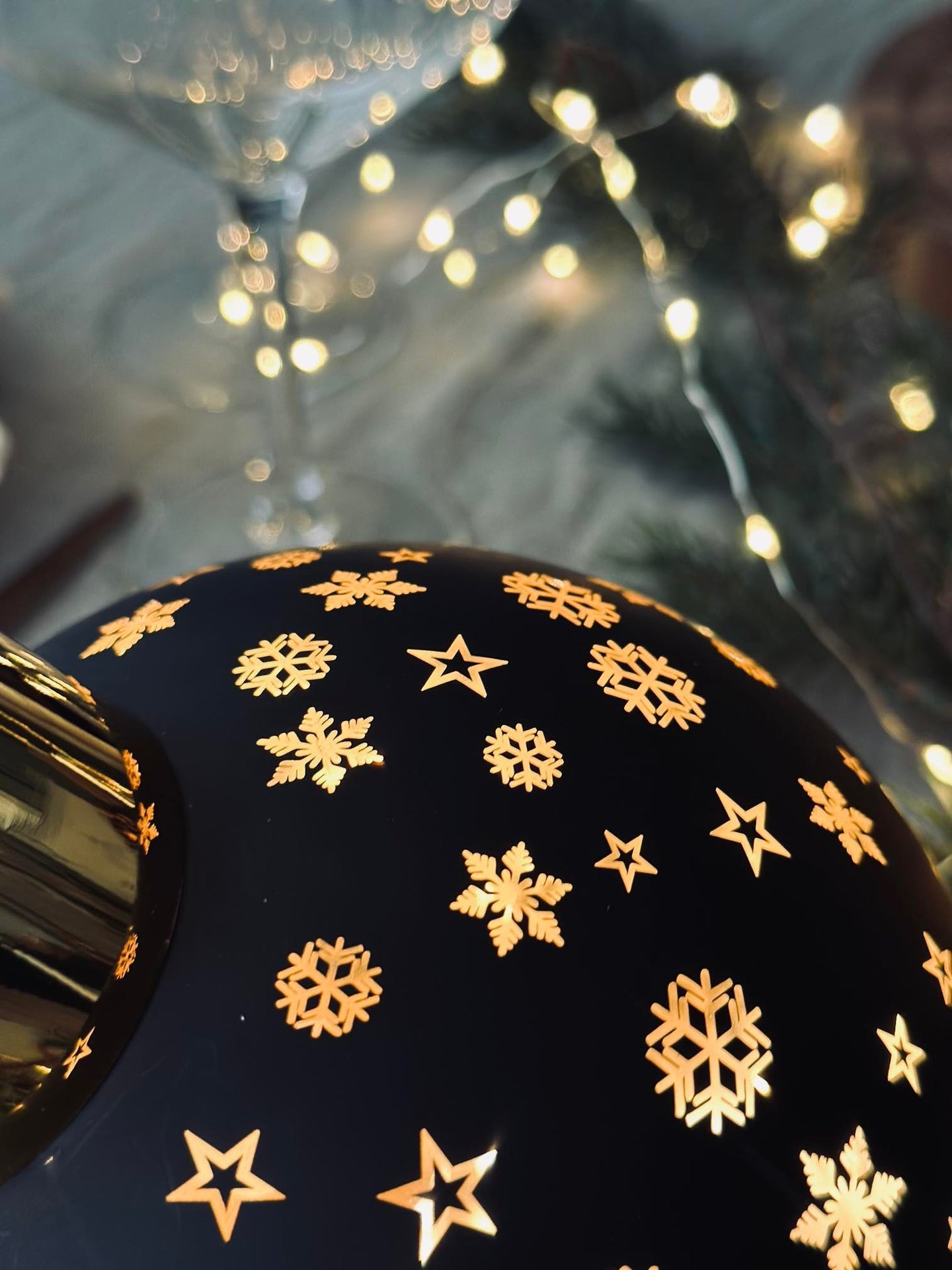 Julekule med led-lys - Black