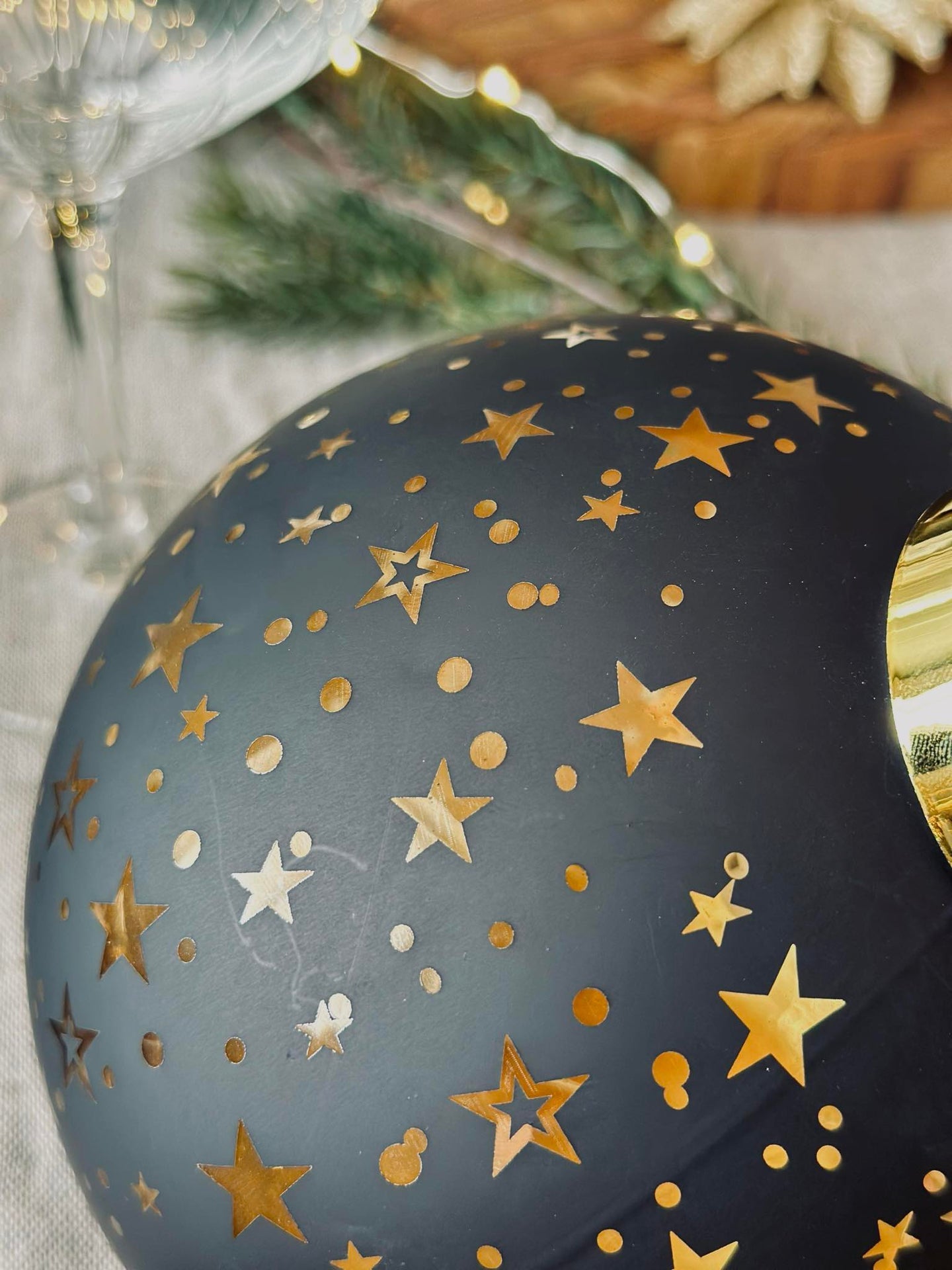 Julekule med led-lys - Black