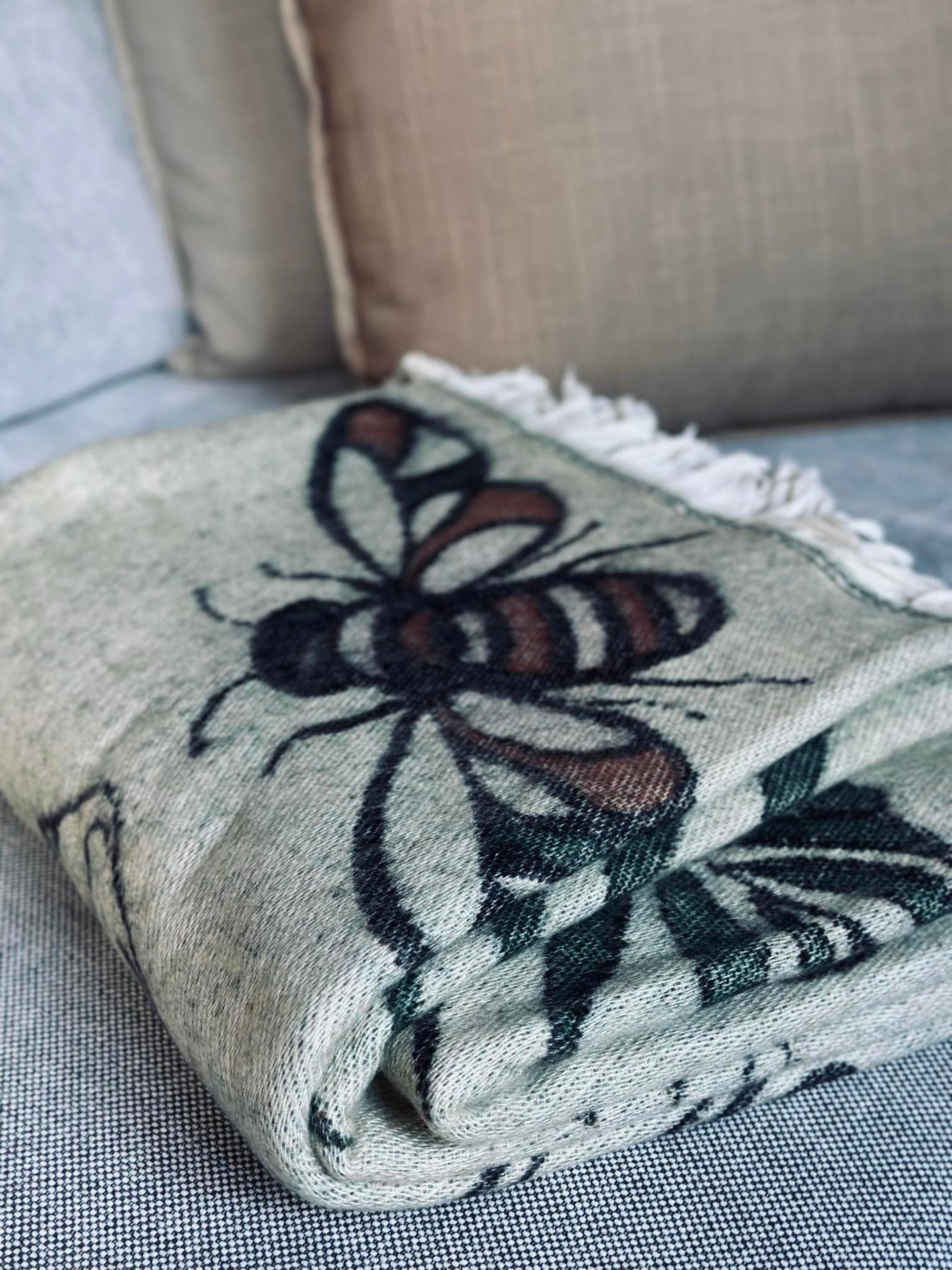 Pledd - Mushroom grønn / natur