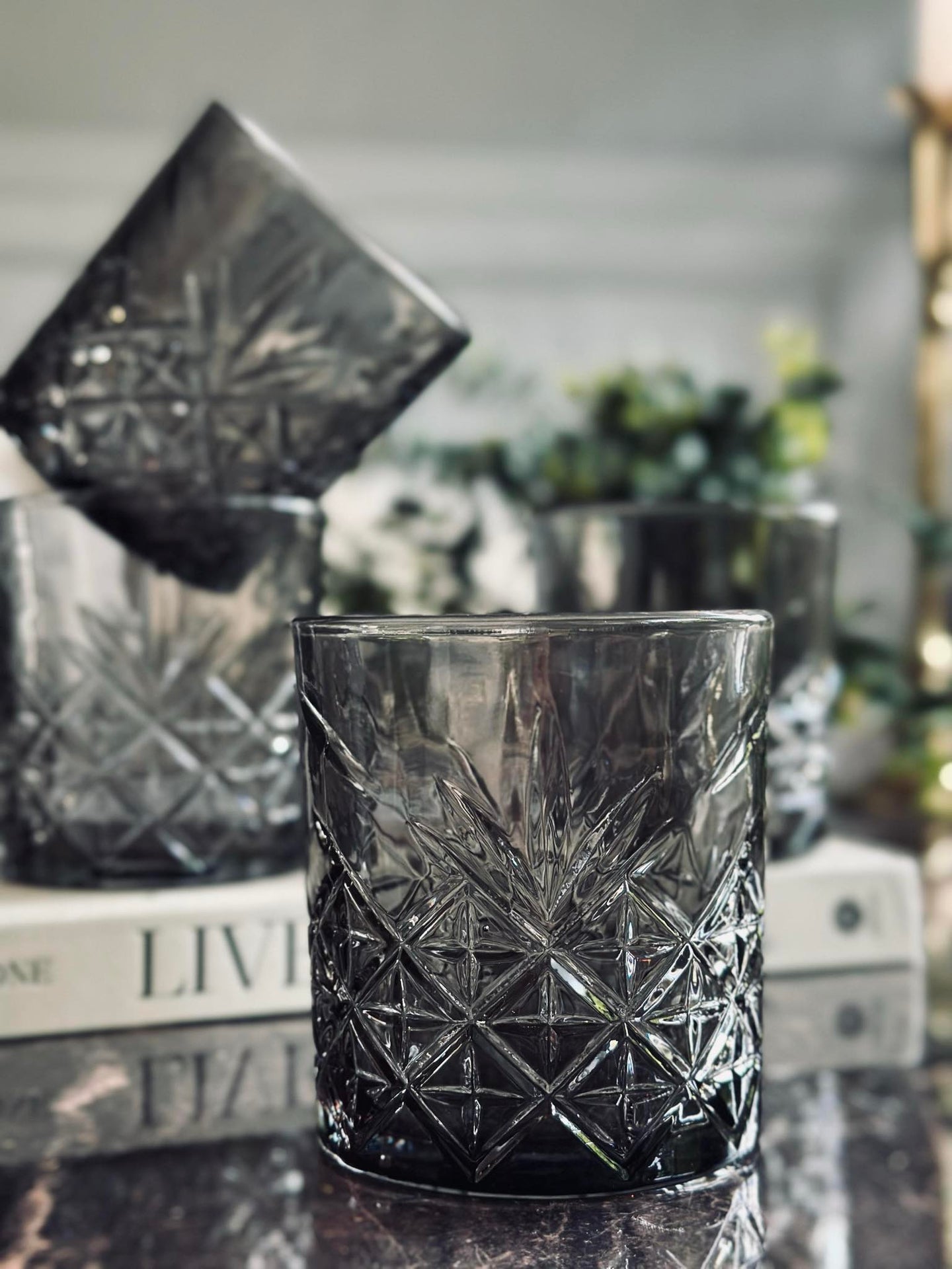 Whiskyglass / vannglass Røykfarget - 4 stk