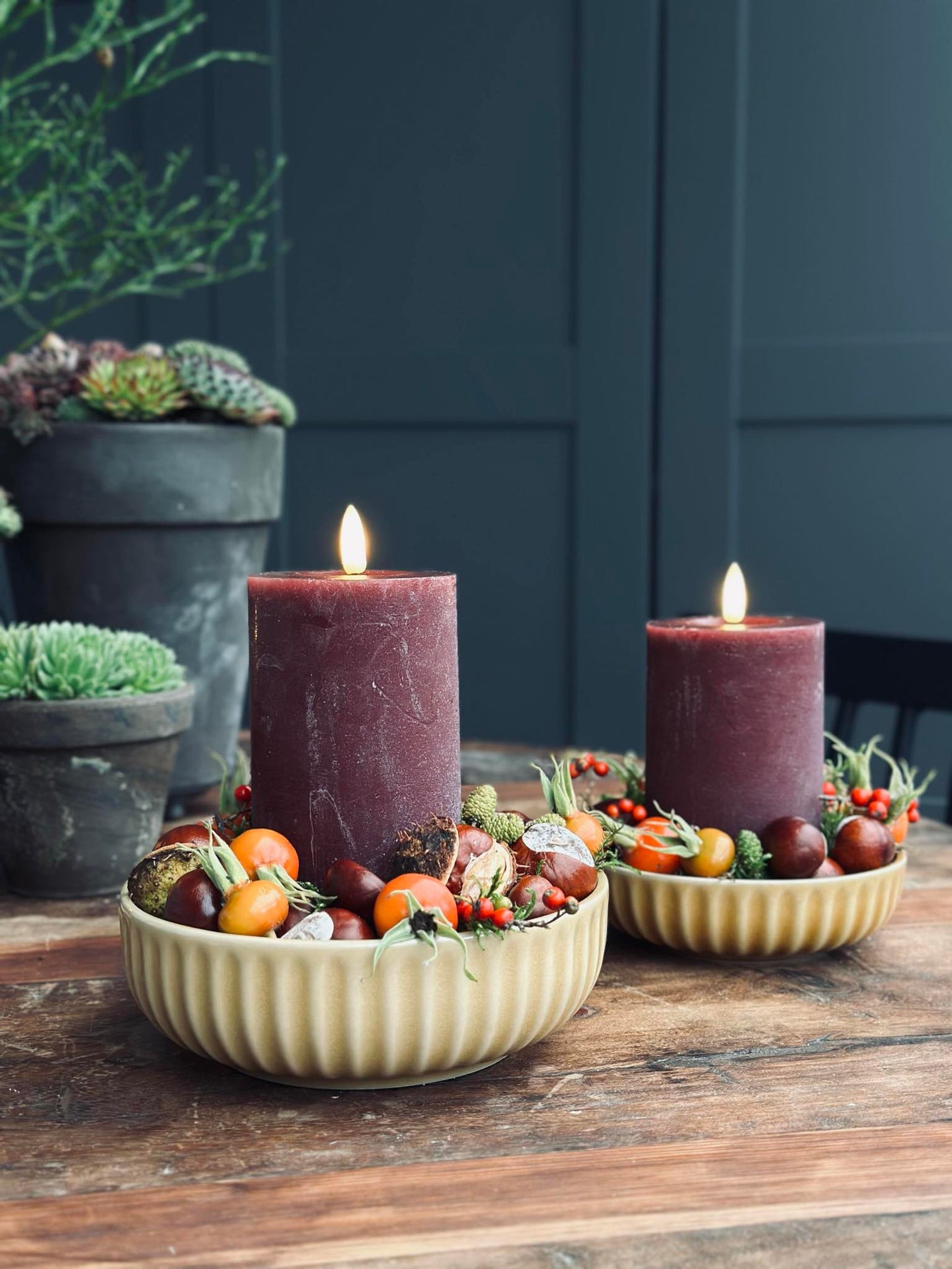 Bolle VIGA stripet steintøy - Sennep flere størrelser