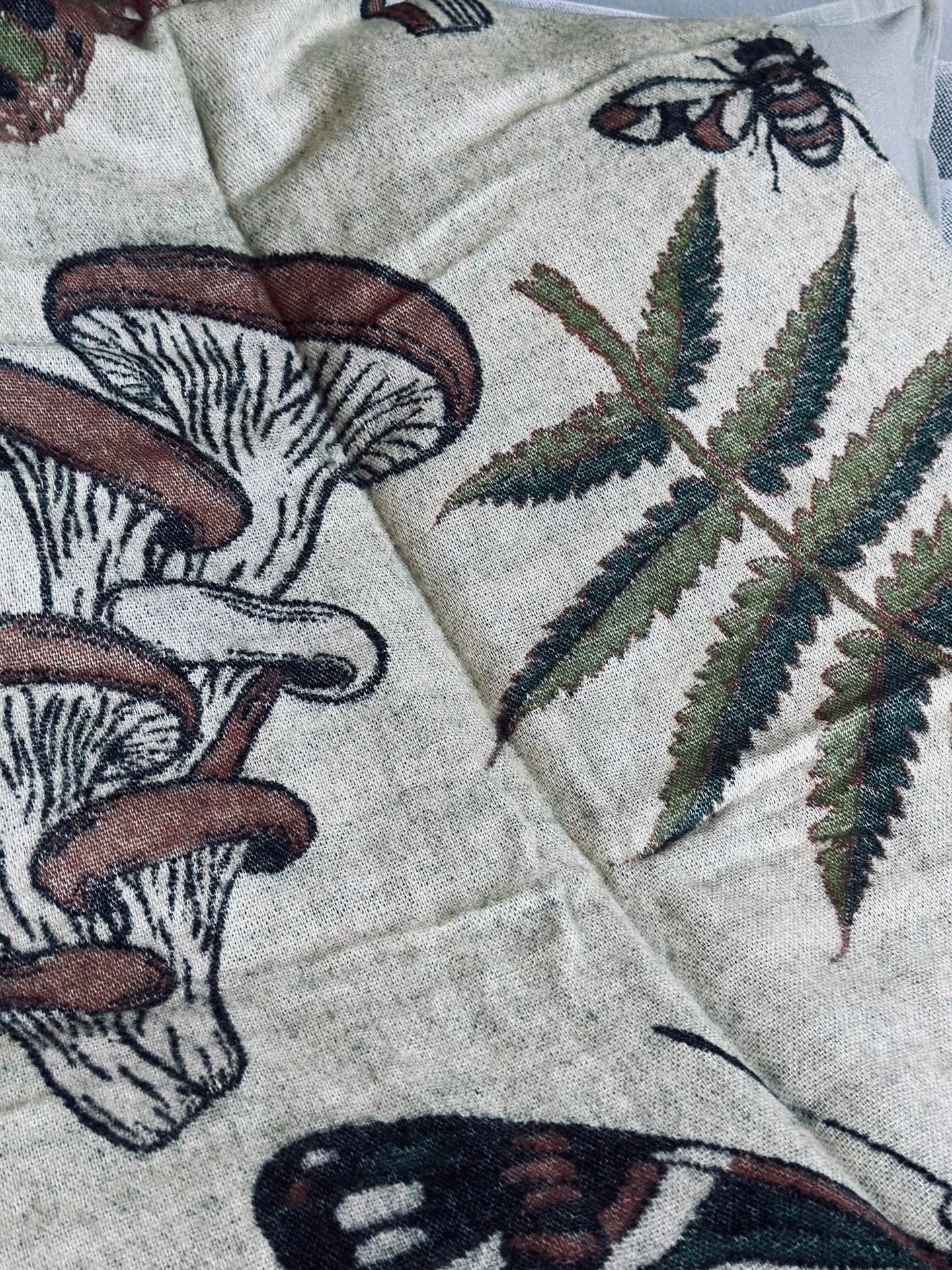 Pledd - Mushroom grønn / natur