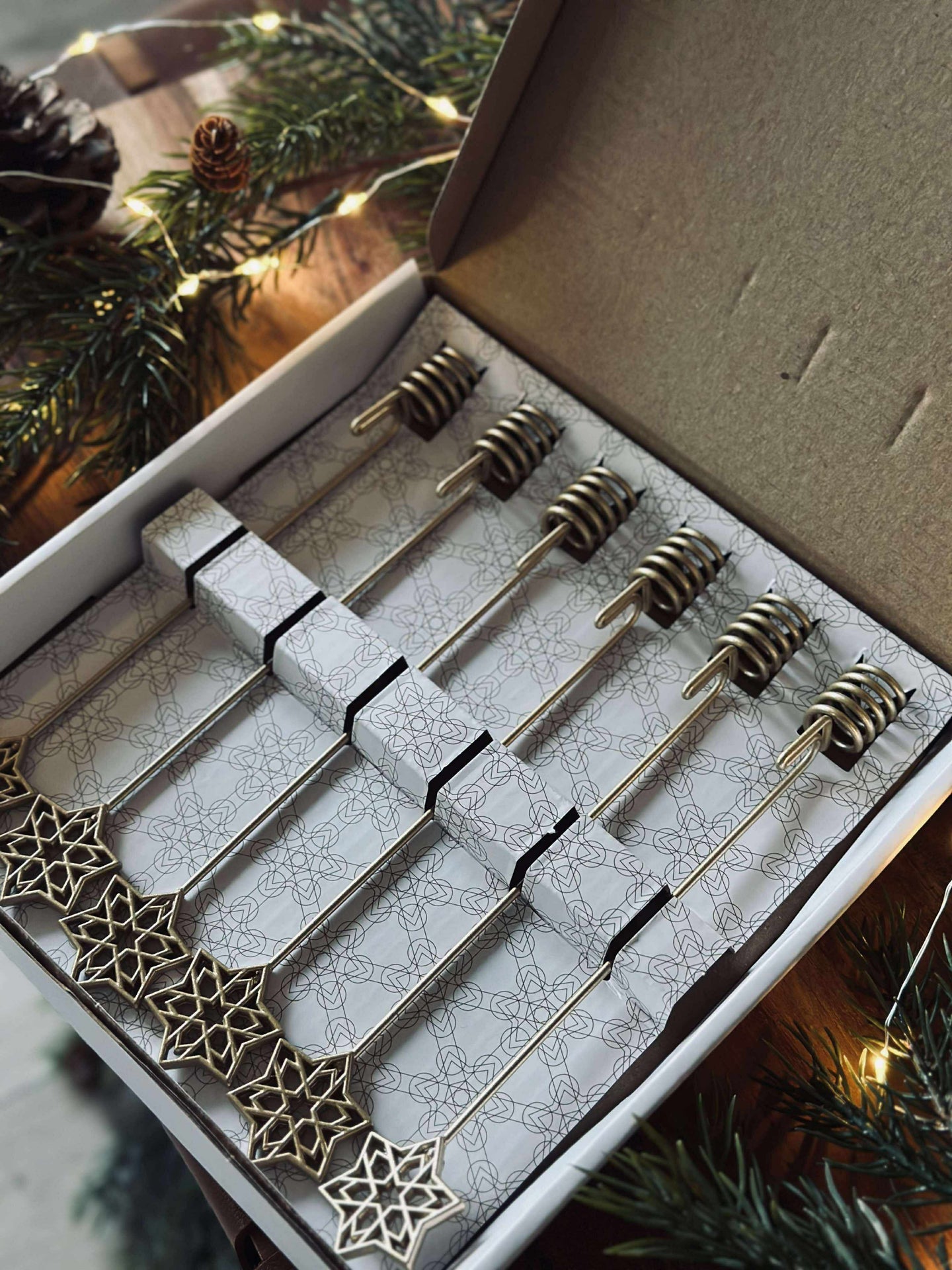 Lysholder til juletre STAR - 6 stk.