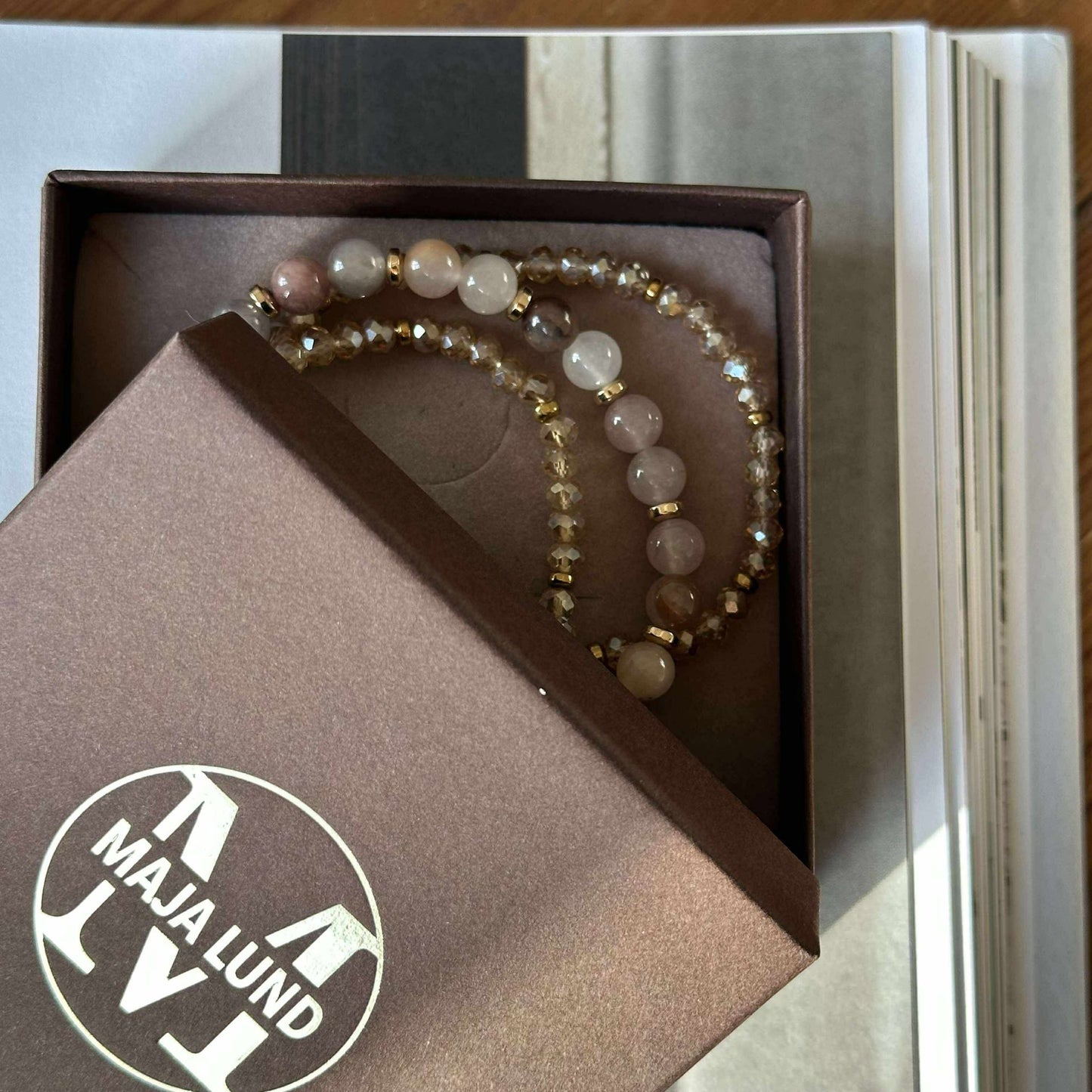 Armbånd Luna Blush Mix / Natur – Sett med 3 stk