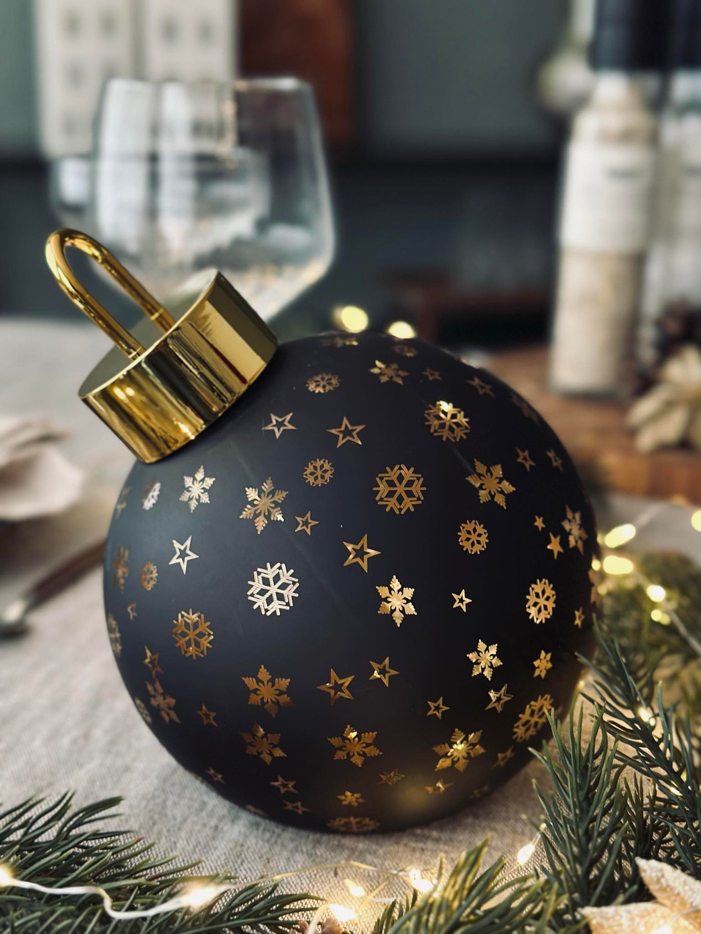 Julekule med led-lys - Black