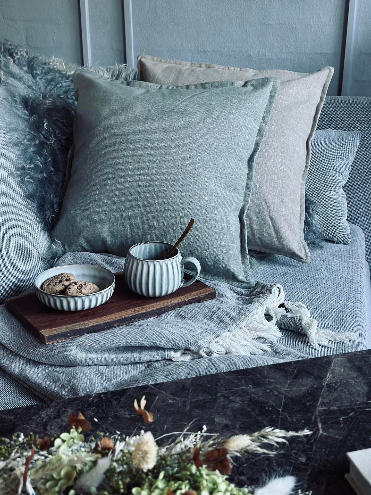 Putestykke 45x45 - Dusty green