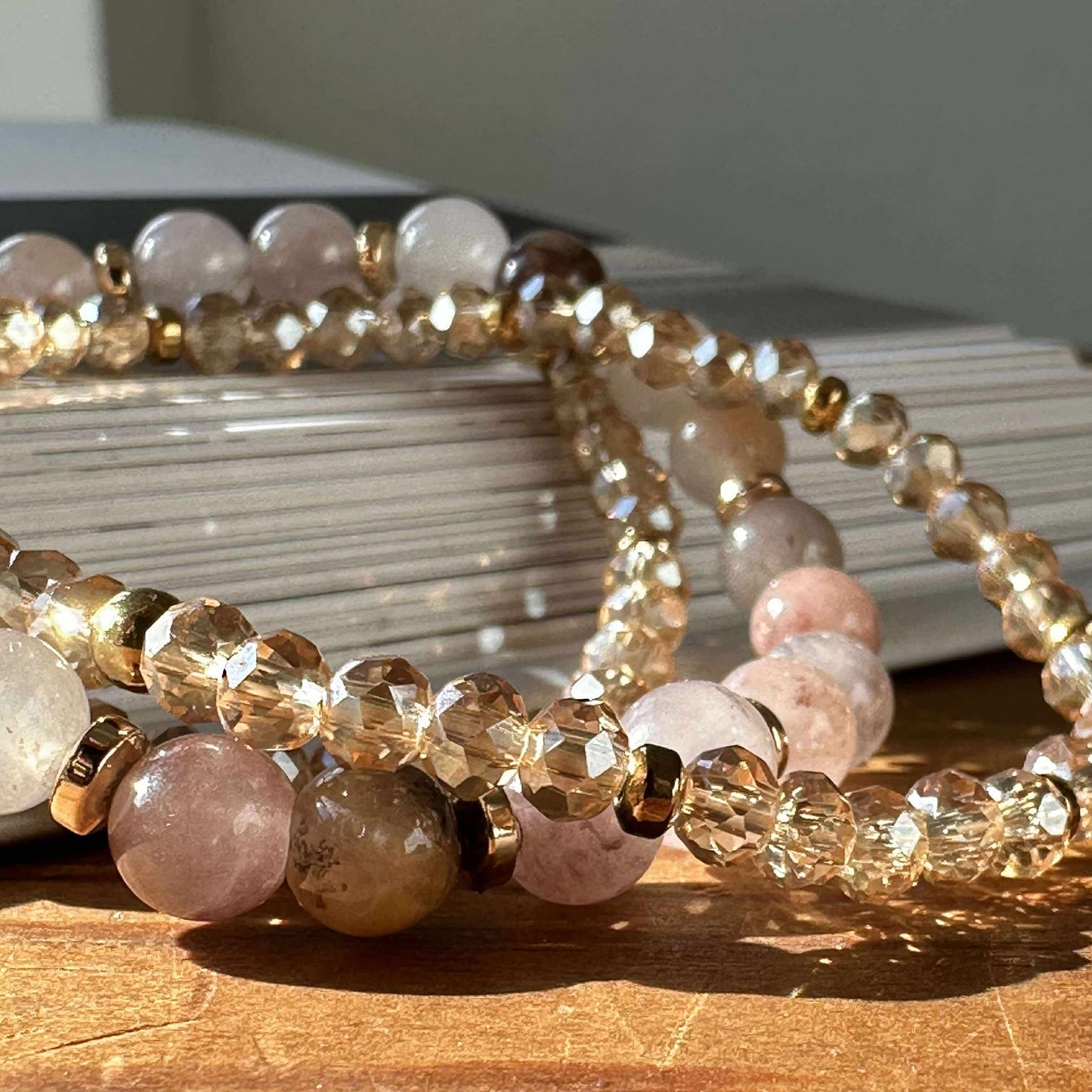 Armbånd Luna Blush Mix / Natur – Sett med 3 stk