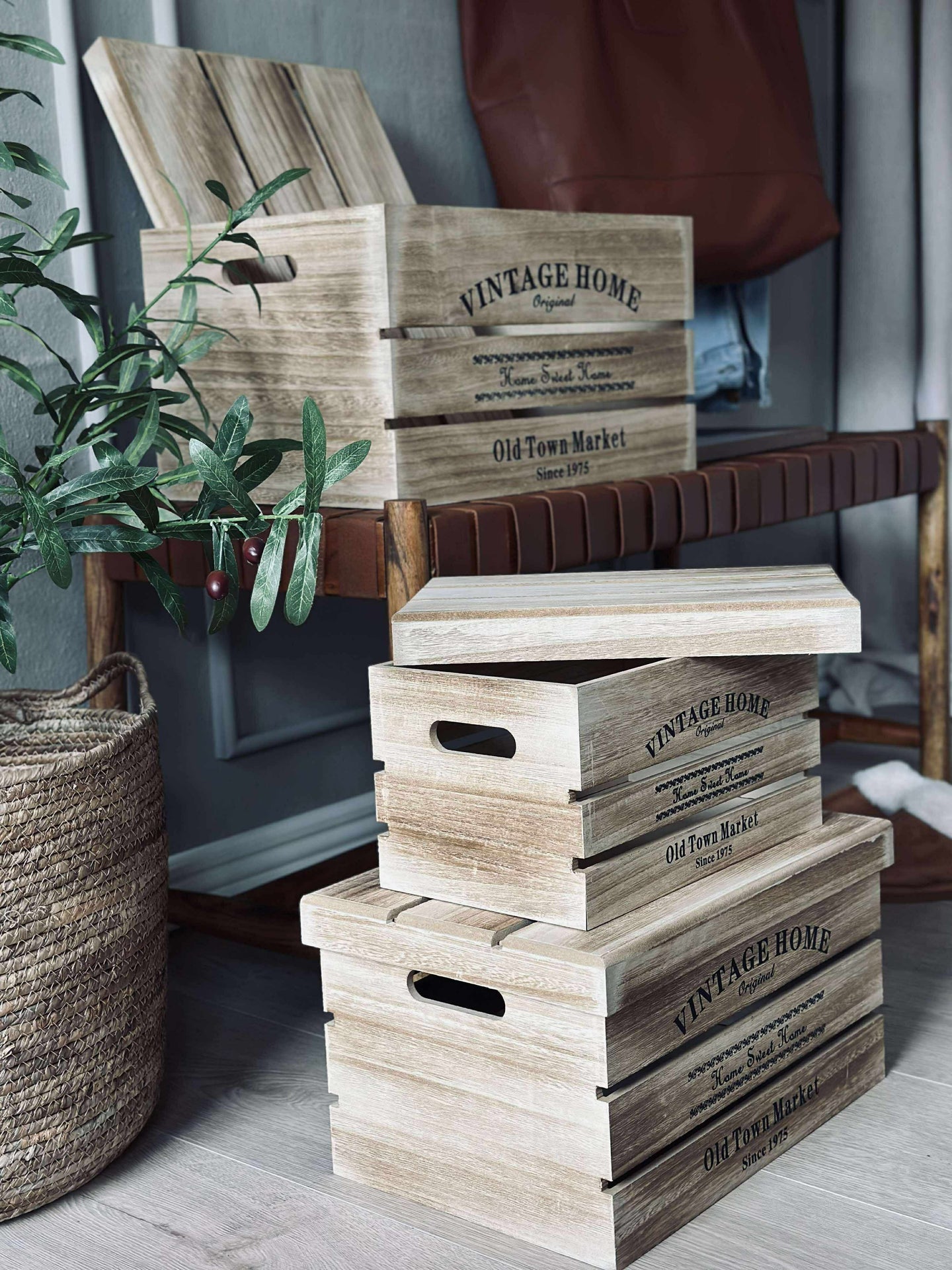 Bokser med lokk - Sett av 3 stk