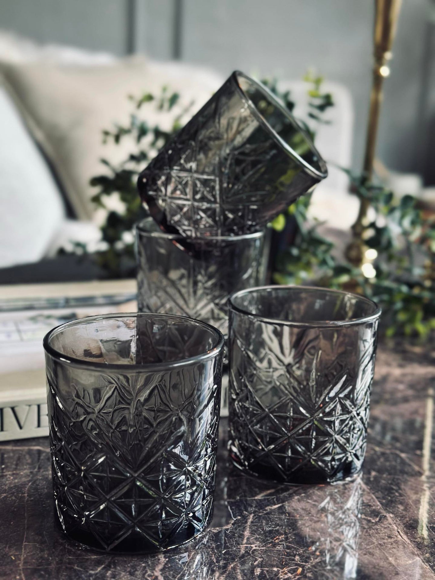 Whiskyglass / vannglass Røykfarget - 4 stk