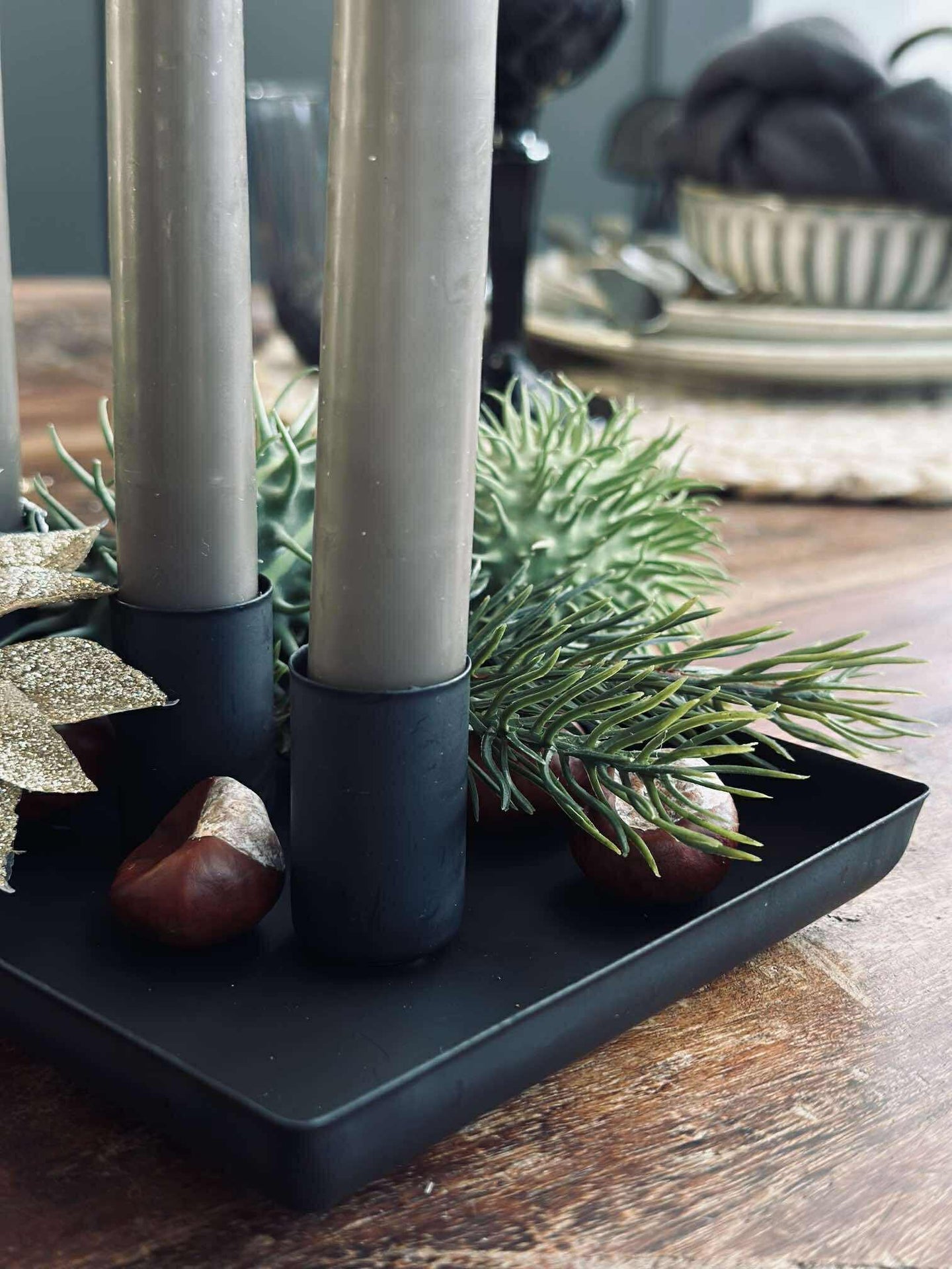 Brett med lysestaker - Avlang