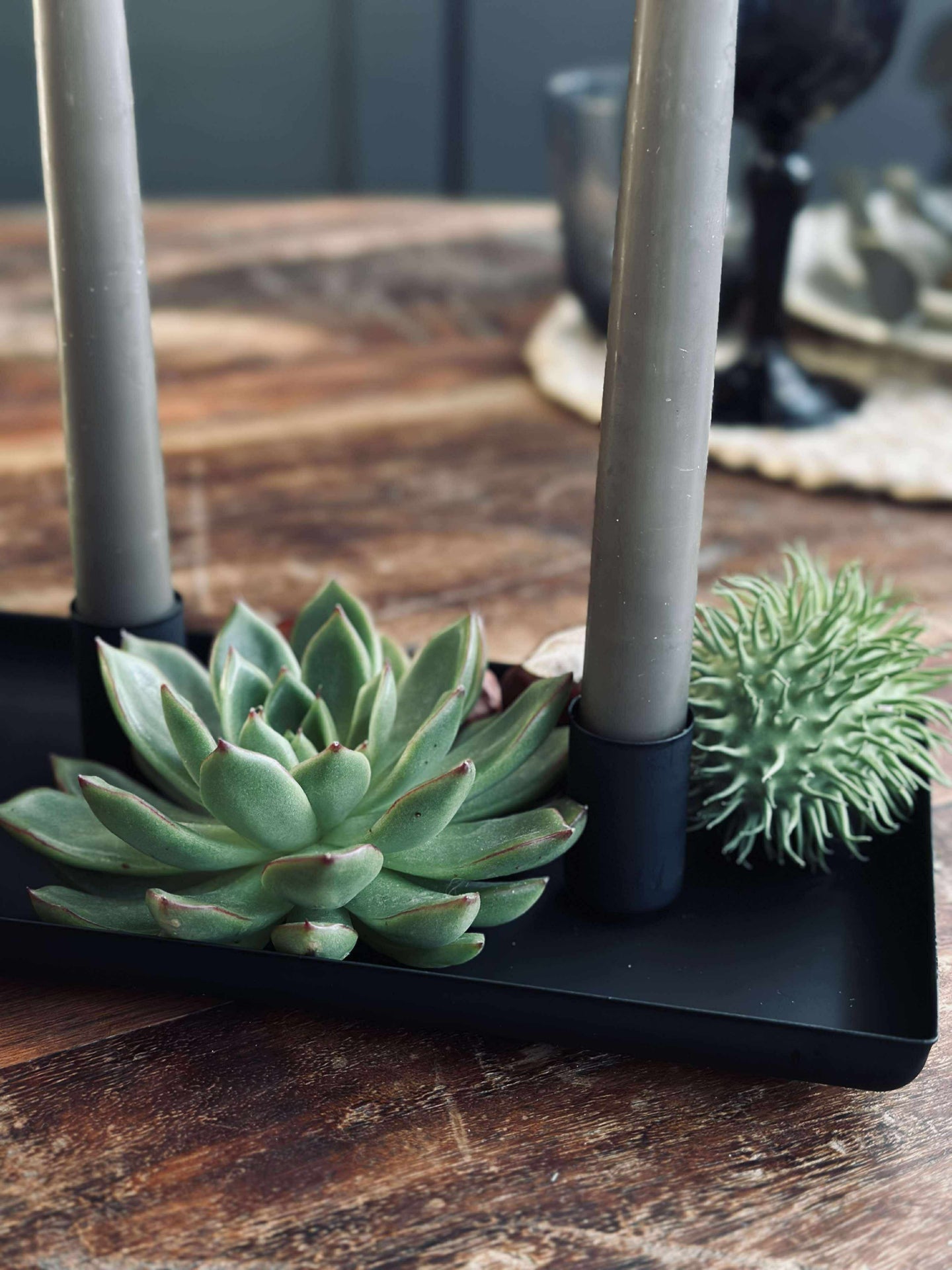 Brett med lysestaker - Avlang