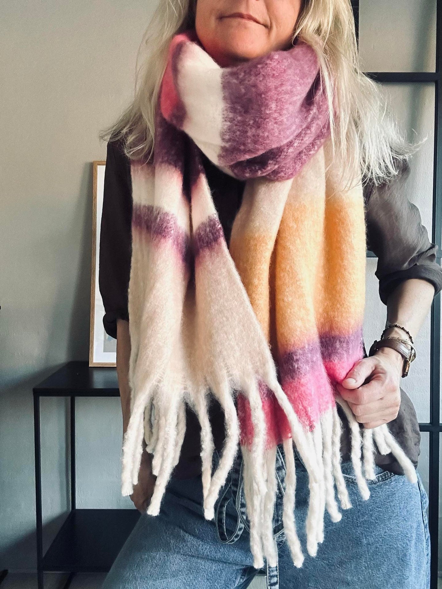 Skjerf Ninna - Lilla / gul