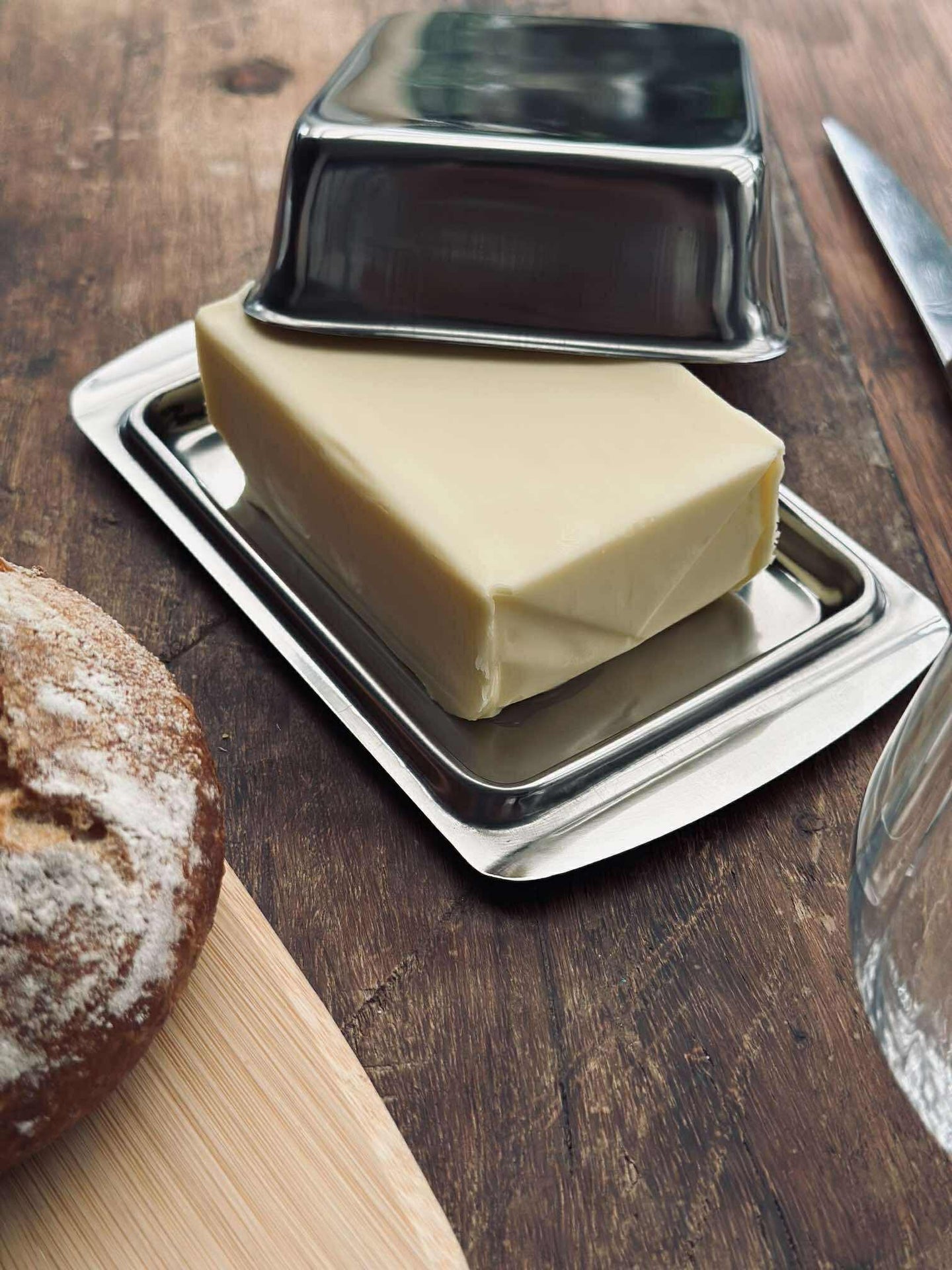 Smørboks med lokk - Rustfritt stål