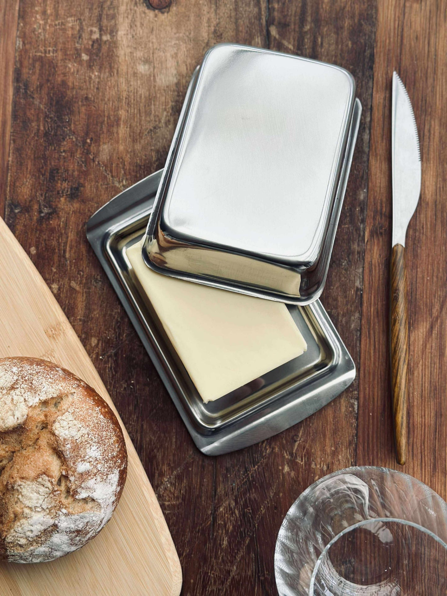 Smørboks med lokk - Rustfritt stål