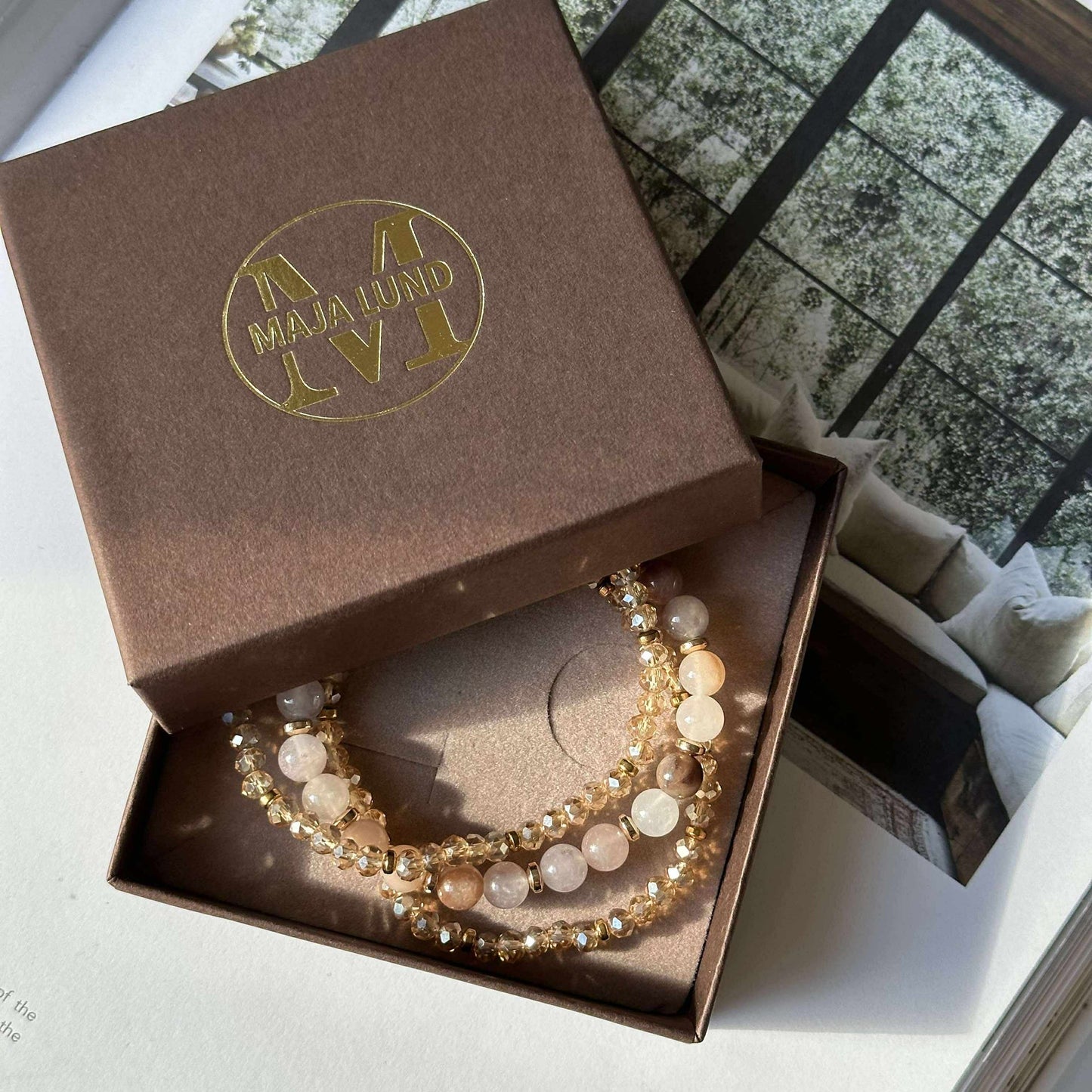 Armbånd Luna Blush Mix / Natur – Sett med 3 stk