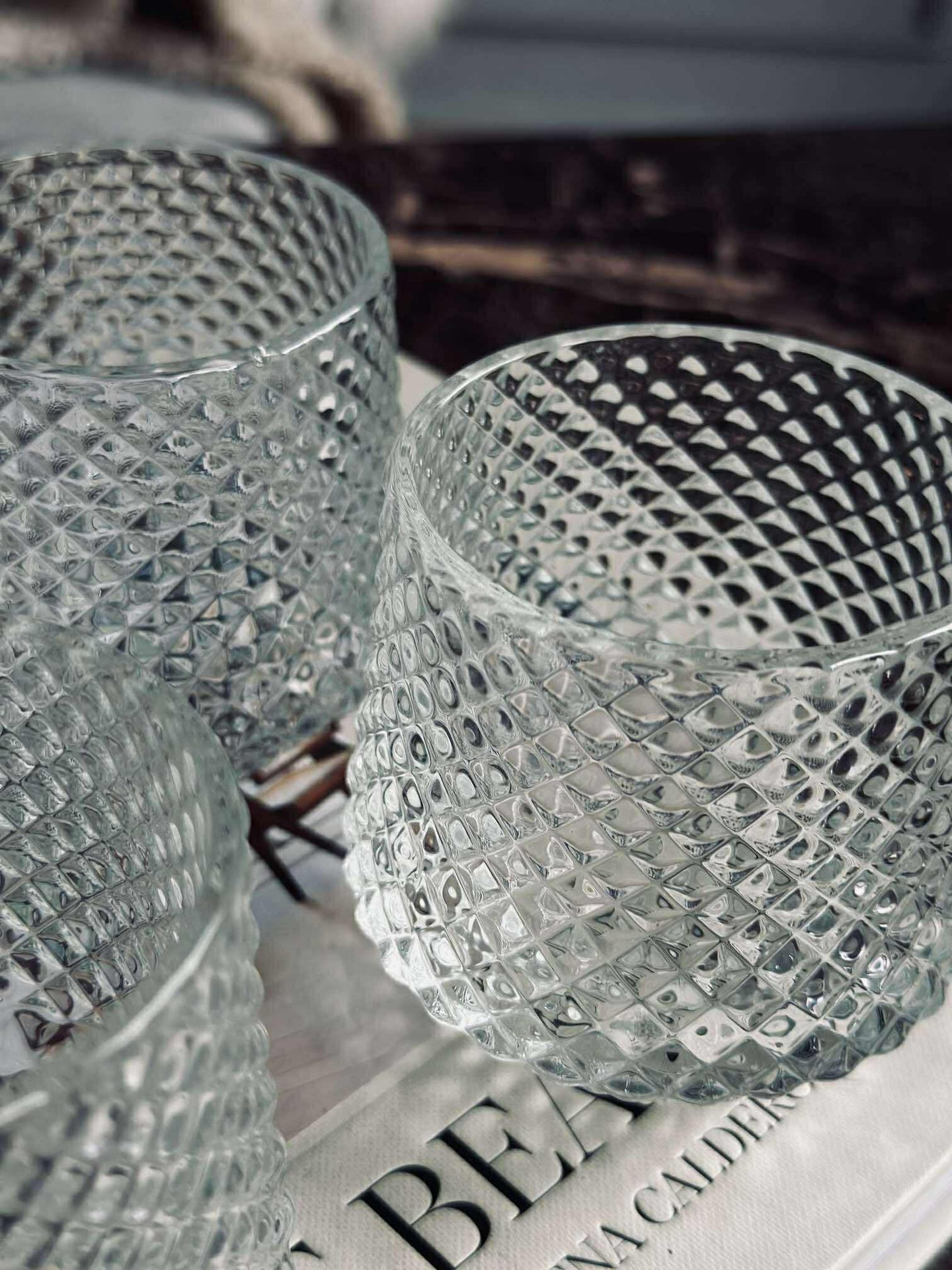 Lysestaker i klart glass - Sett med 3 stk.
