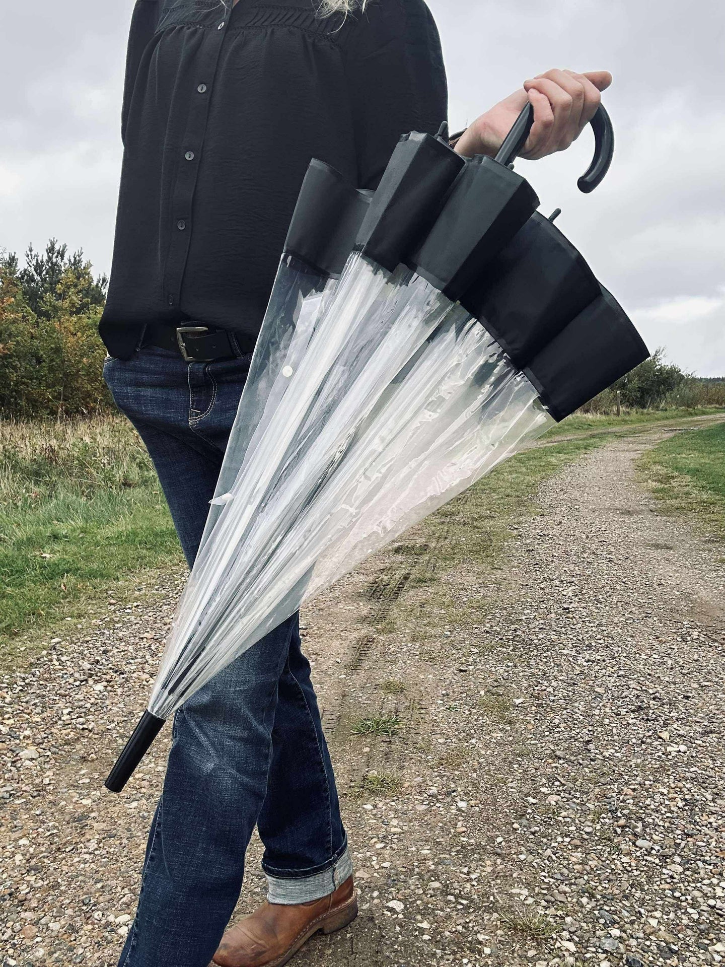 Paraply Transparent - Black