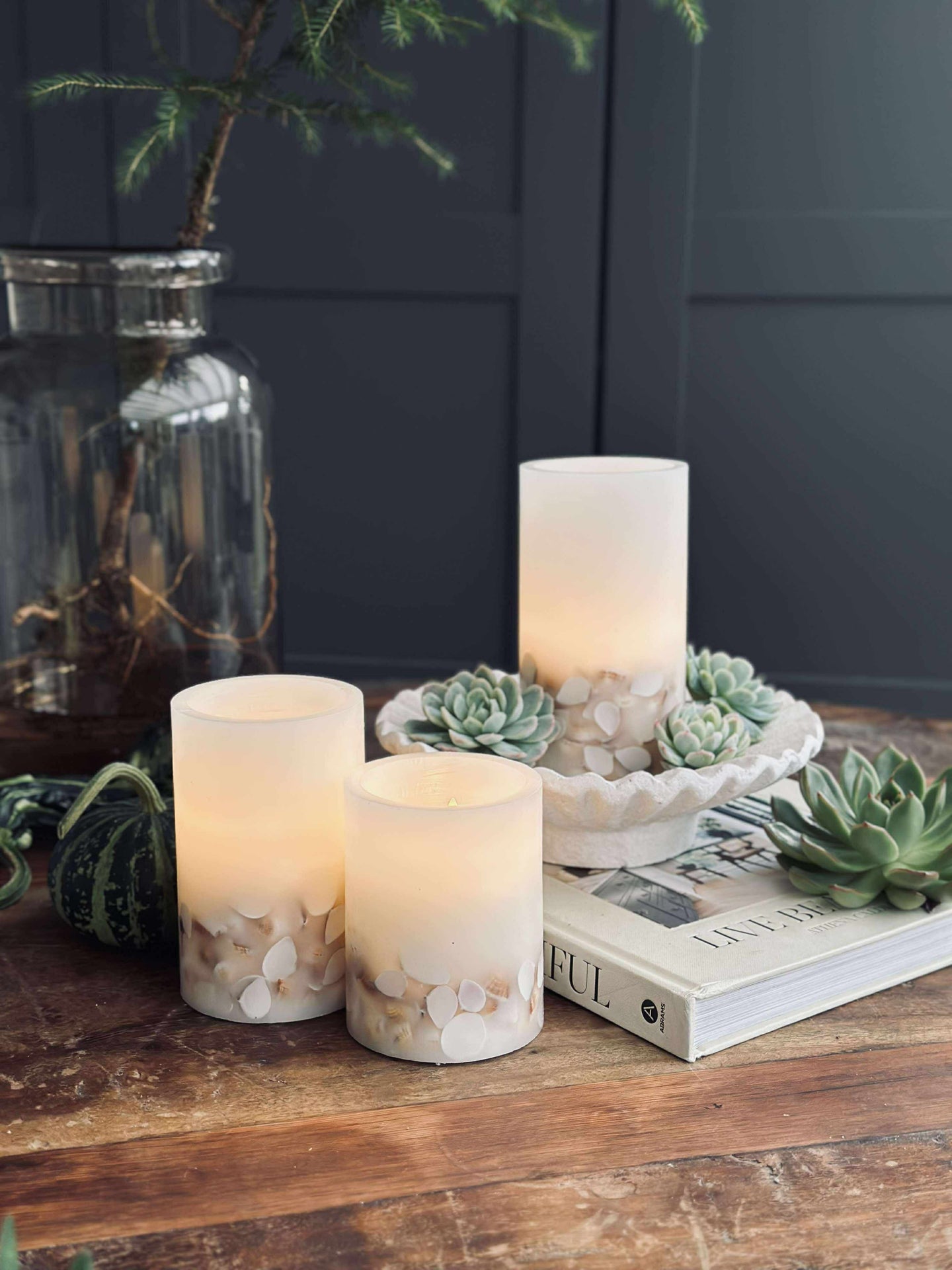 LED Nature – Sett med 3 stk og fjernkontroll