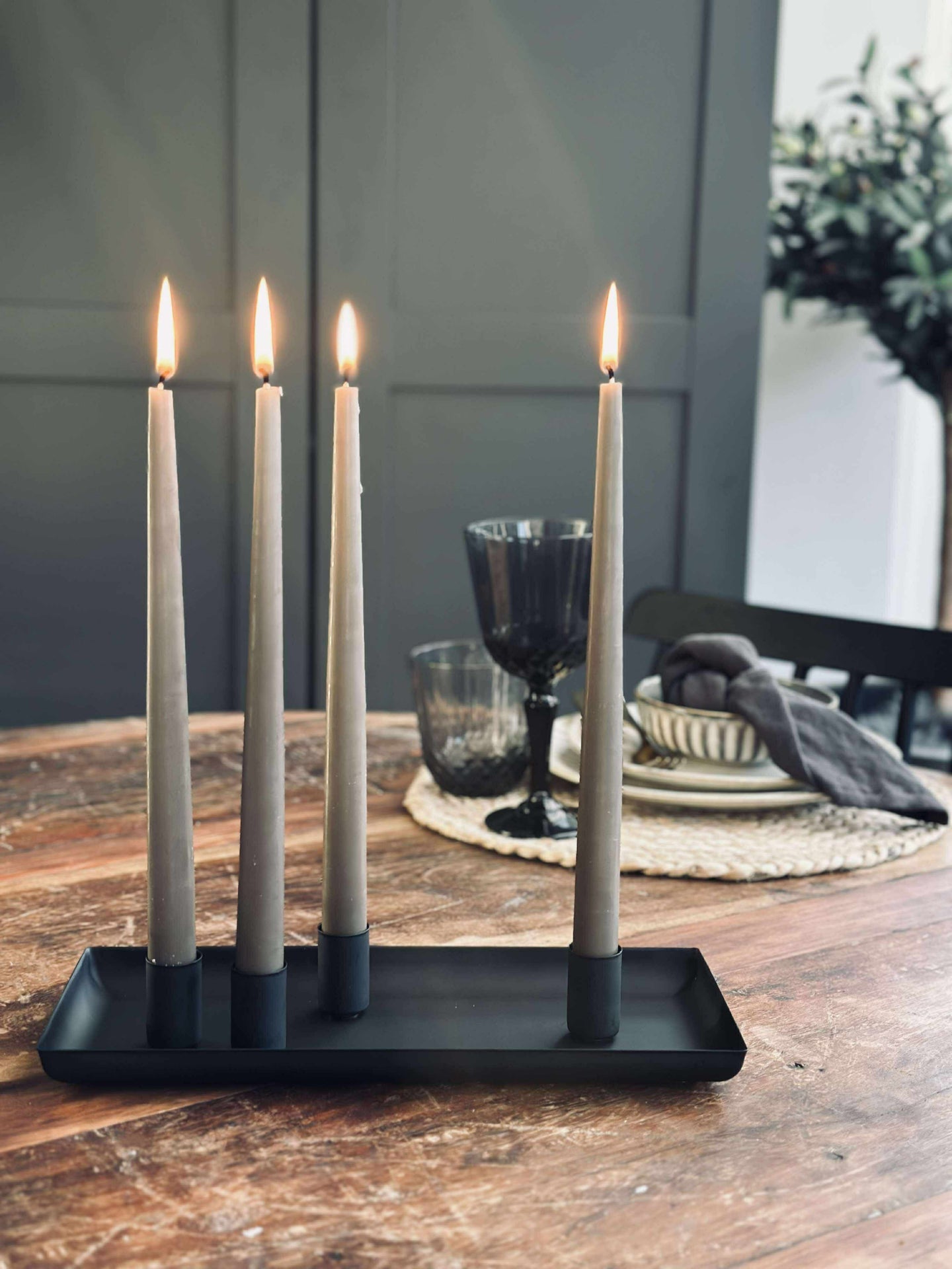 Brett med lysestaker - Avlang