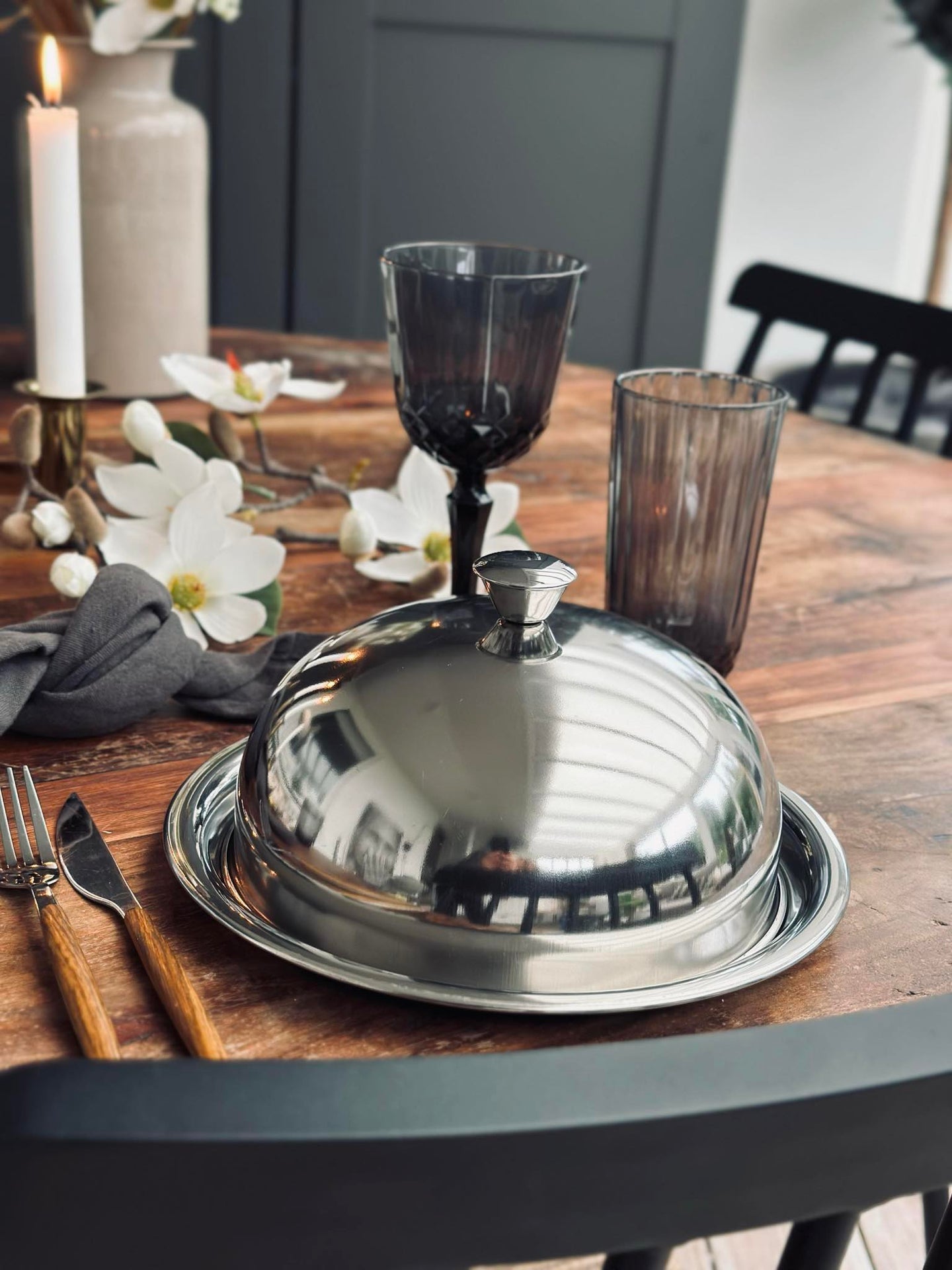 Matklokke med tallerken - Rustfritt stål